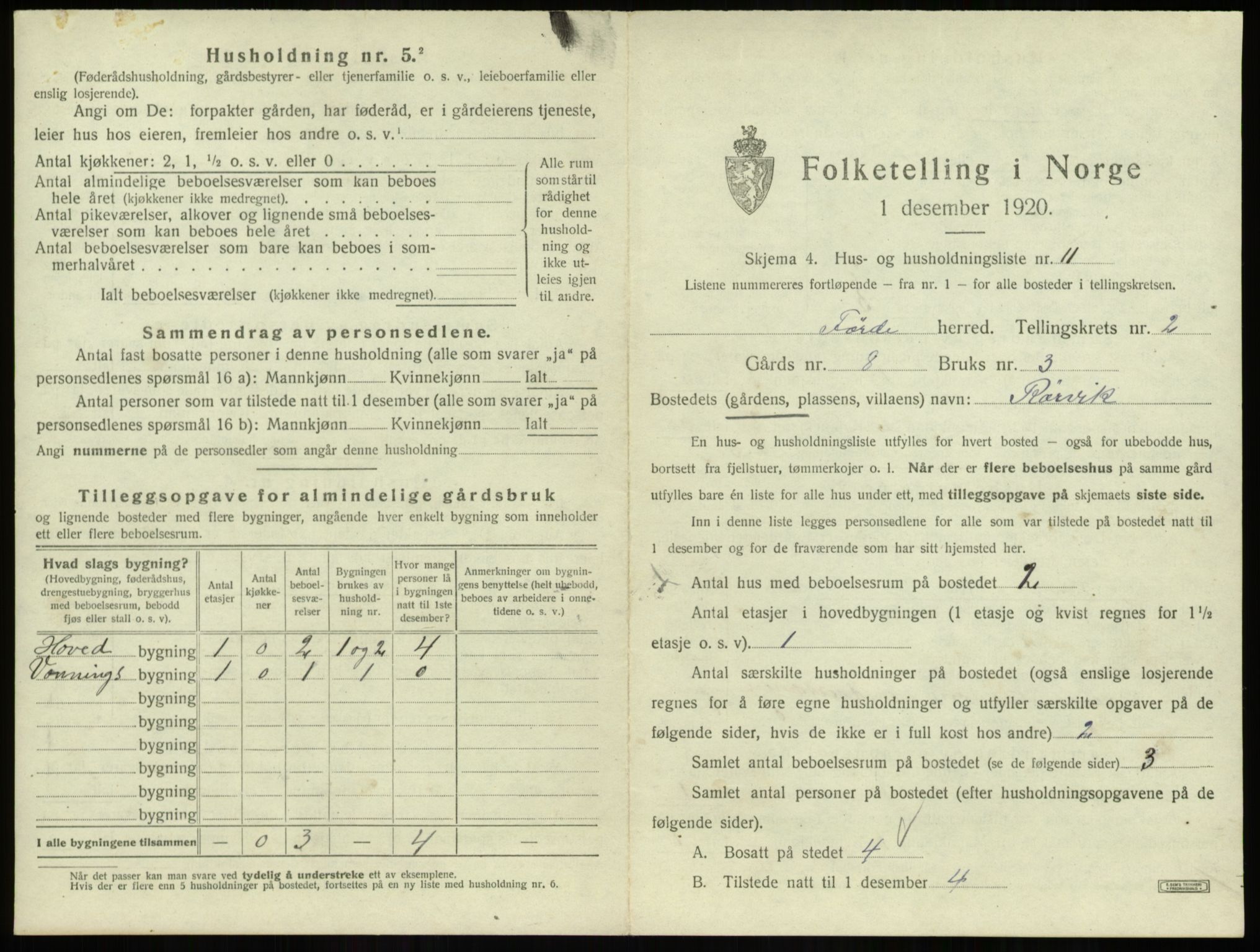 SAB, 1920 census for Førde, 1920, p. 133