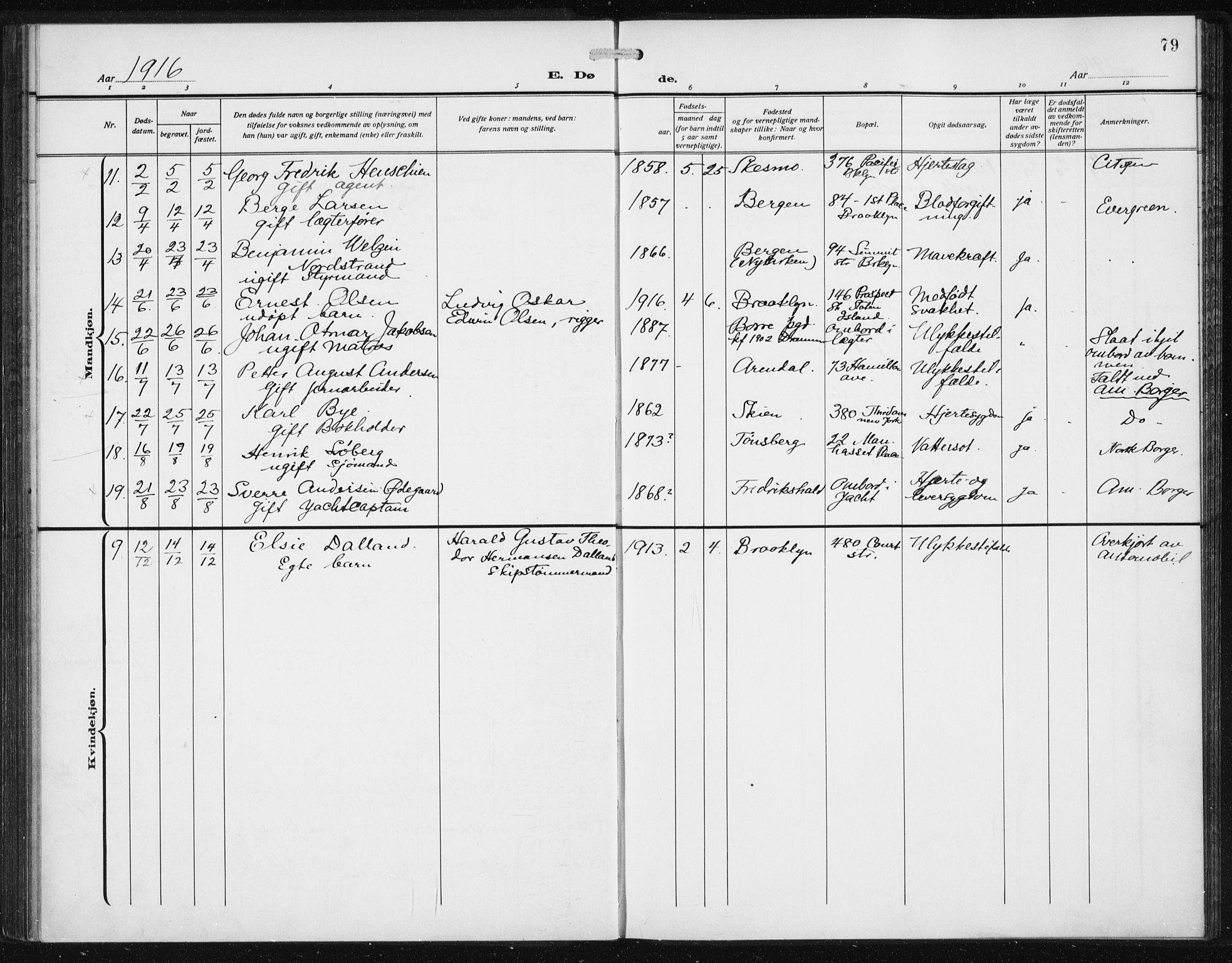 Den norske sjømannsmisjon i utlandet/New York, SAB/SAB/PA-0110/H/Ha/L0007: Parish register (official) no. A 7, 1915-1923, p. 79