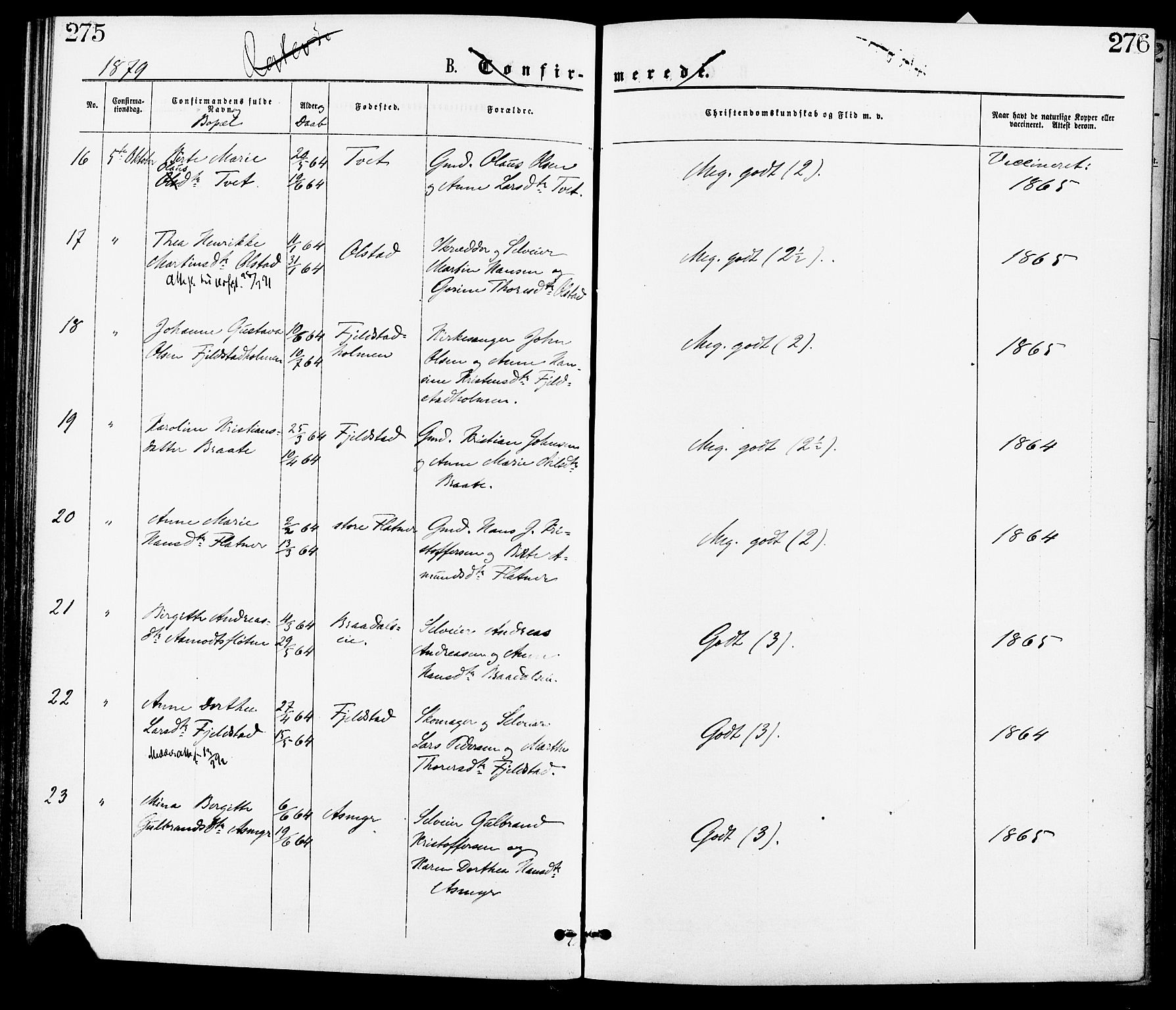 Gjerdrum prestekontor Kirkebøker, AV/SAO-A-10412b/F/Fa/L0008: Parish register (official) no. I 8, 1867-1880, p. 275-276