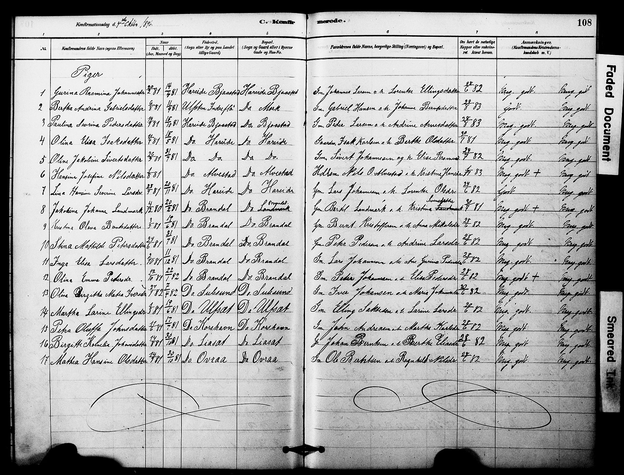 Ministerialprotokoller, klokkerbøker og fødselsregistre - Møre og Romsdal, SAT/A-1454/510/L0122: Parish register (official) no. 510A02, 1878-1897, p. 108