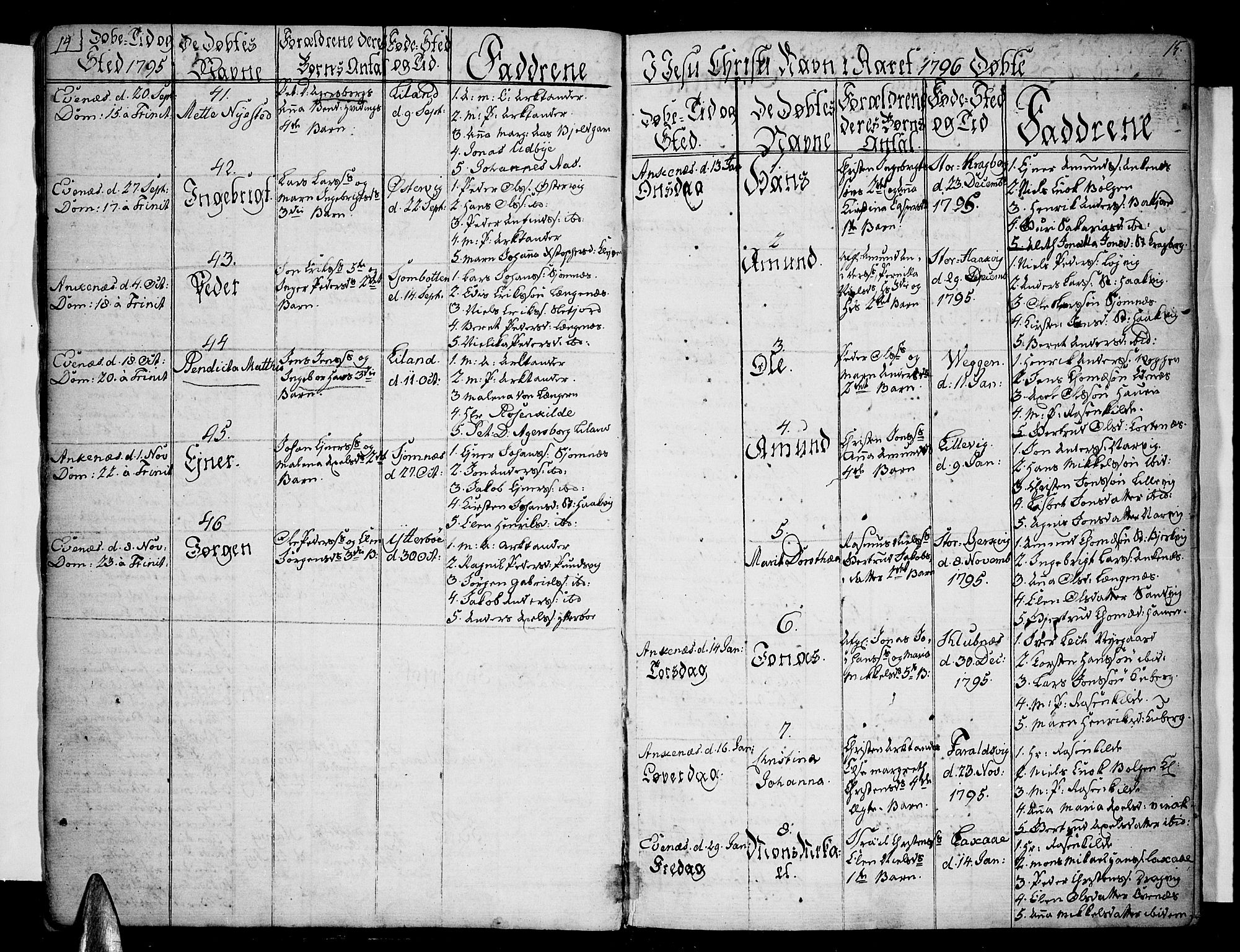 Ministerialprotokoller, klokkerbøker og fødselsregistre - Nordland, SAT/A-1459/863/L0893: Parish register (official) no. 863A05, 1794-1821, p. 14-15