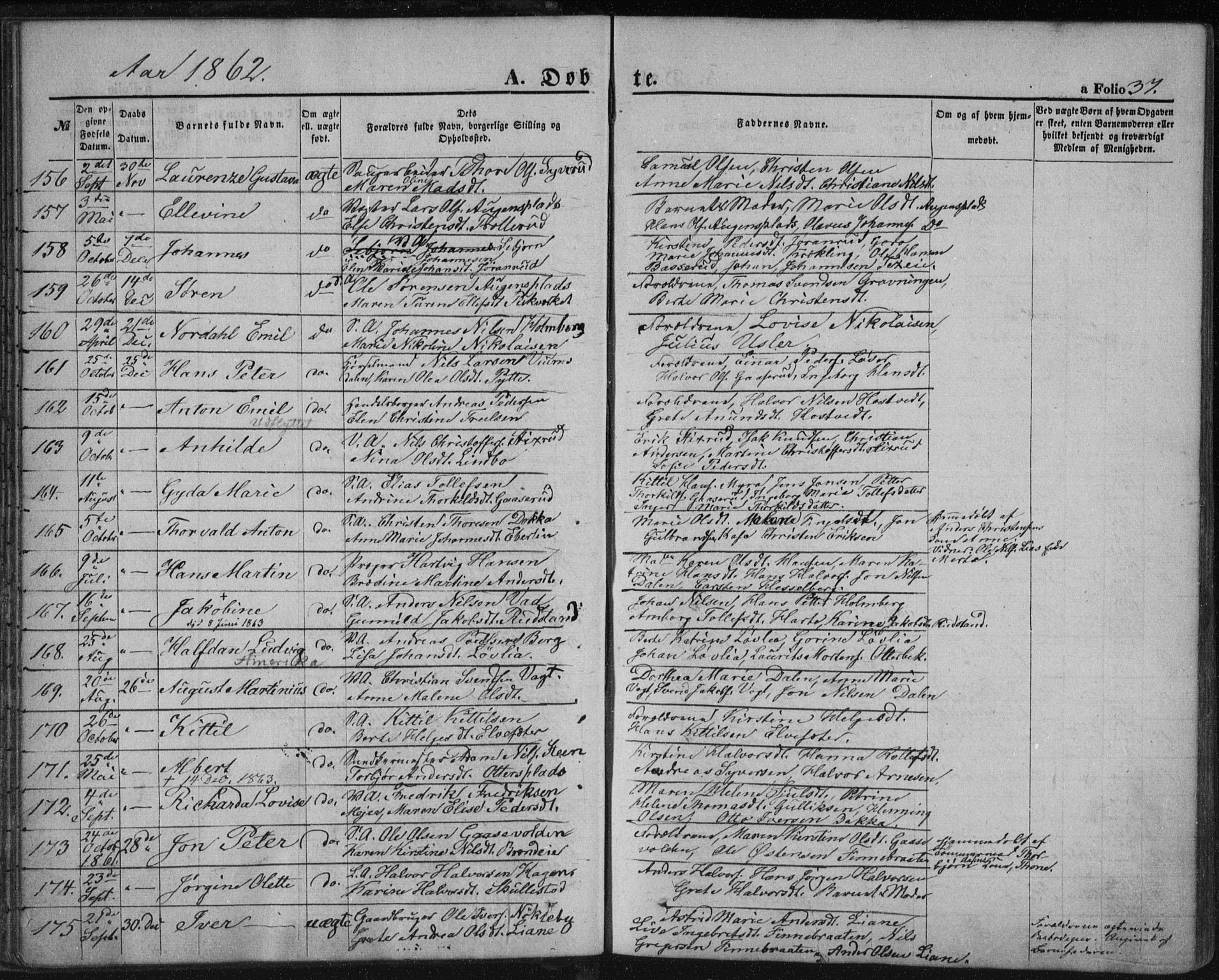 Kongsberg kirkebøker, SAKO/A-22/F/Fa/L0010: Parish register (official) no. I 10, 1859-1875, p. 37