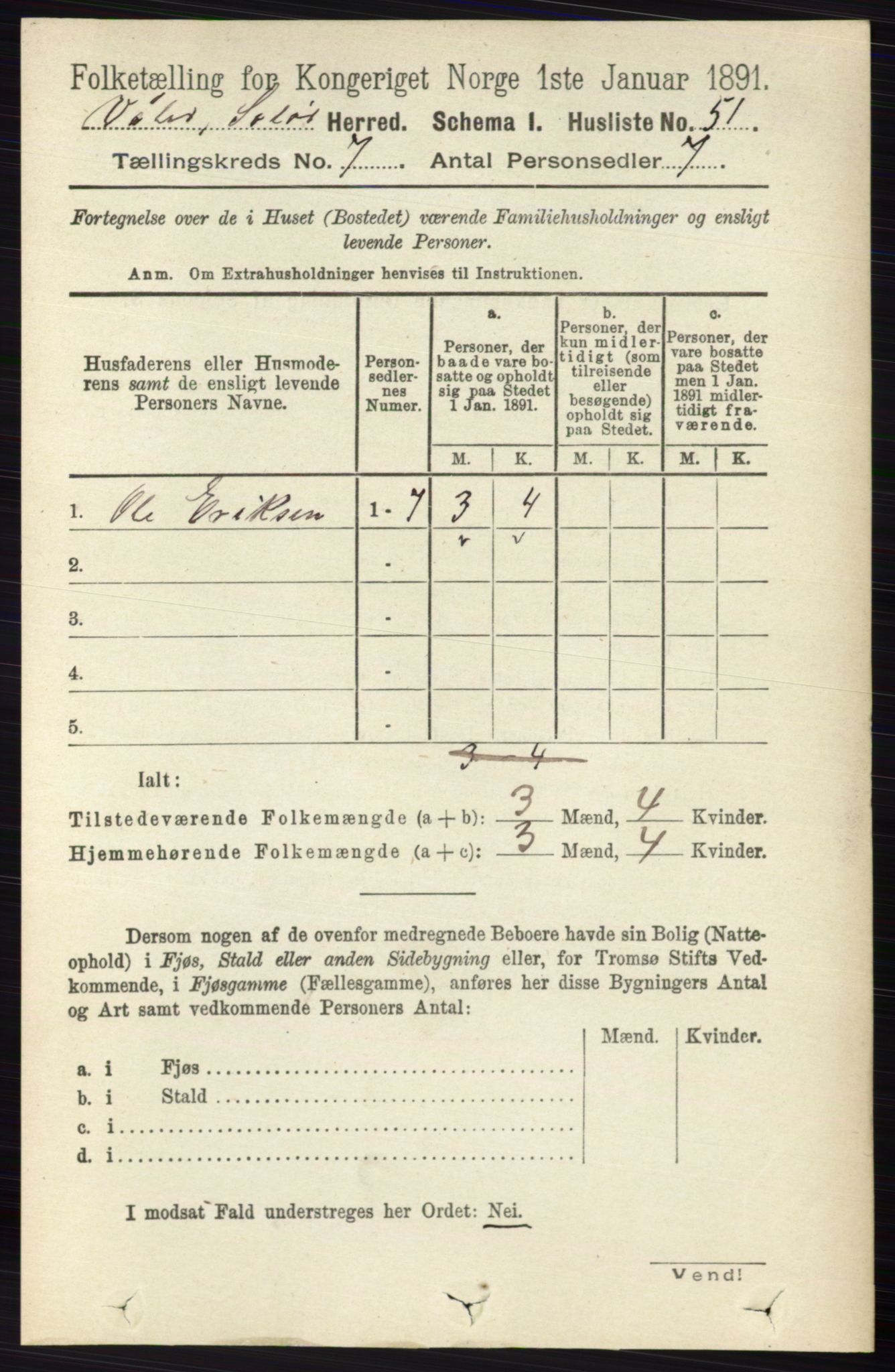 RA, 1891 census for 0426 Våler, 1891, p. 2919