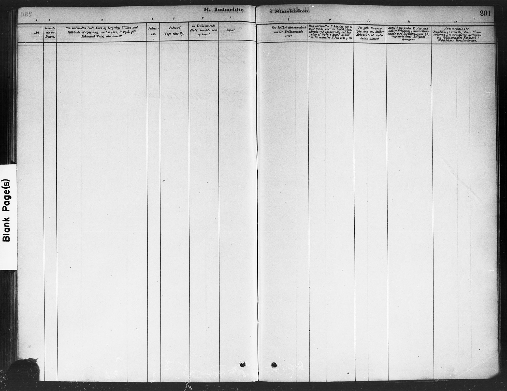 Drøbak prestekontor Kirkebøker, SAO/A-10142a/F/Fc/L0002: Parish register (official) no. III 2, 1878-1891, p. 291
