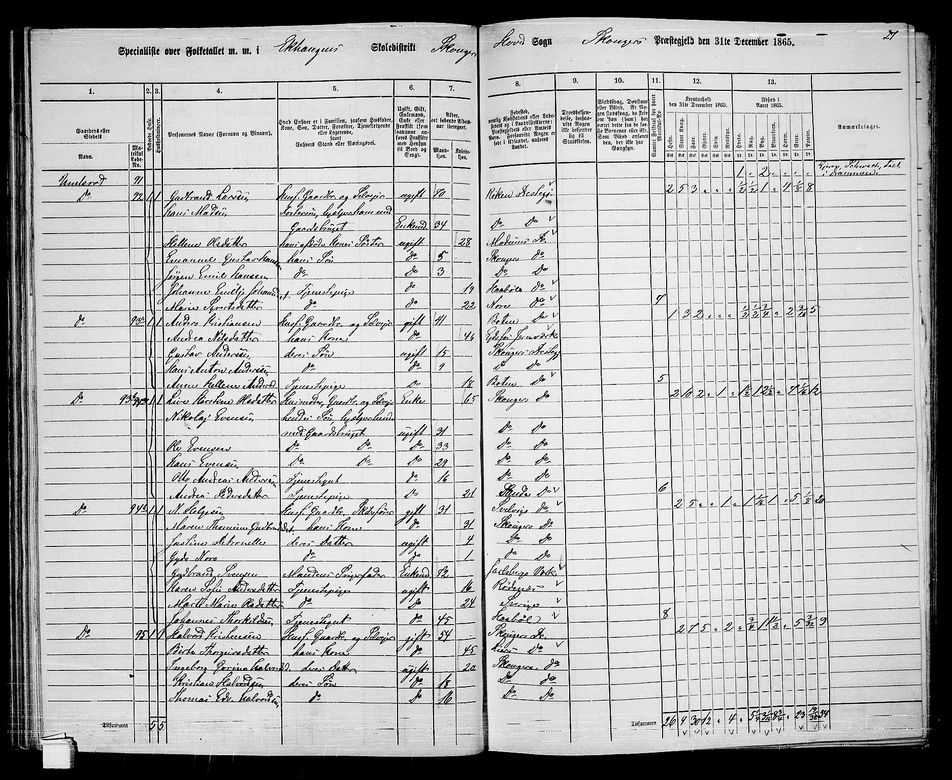 RA, 1865 census for Skoger, 1865, p. 69