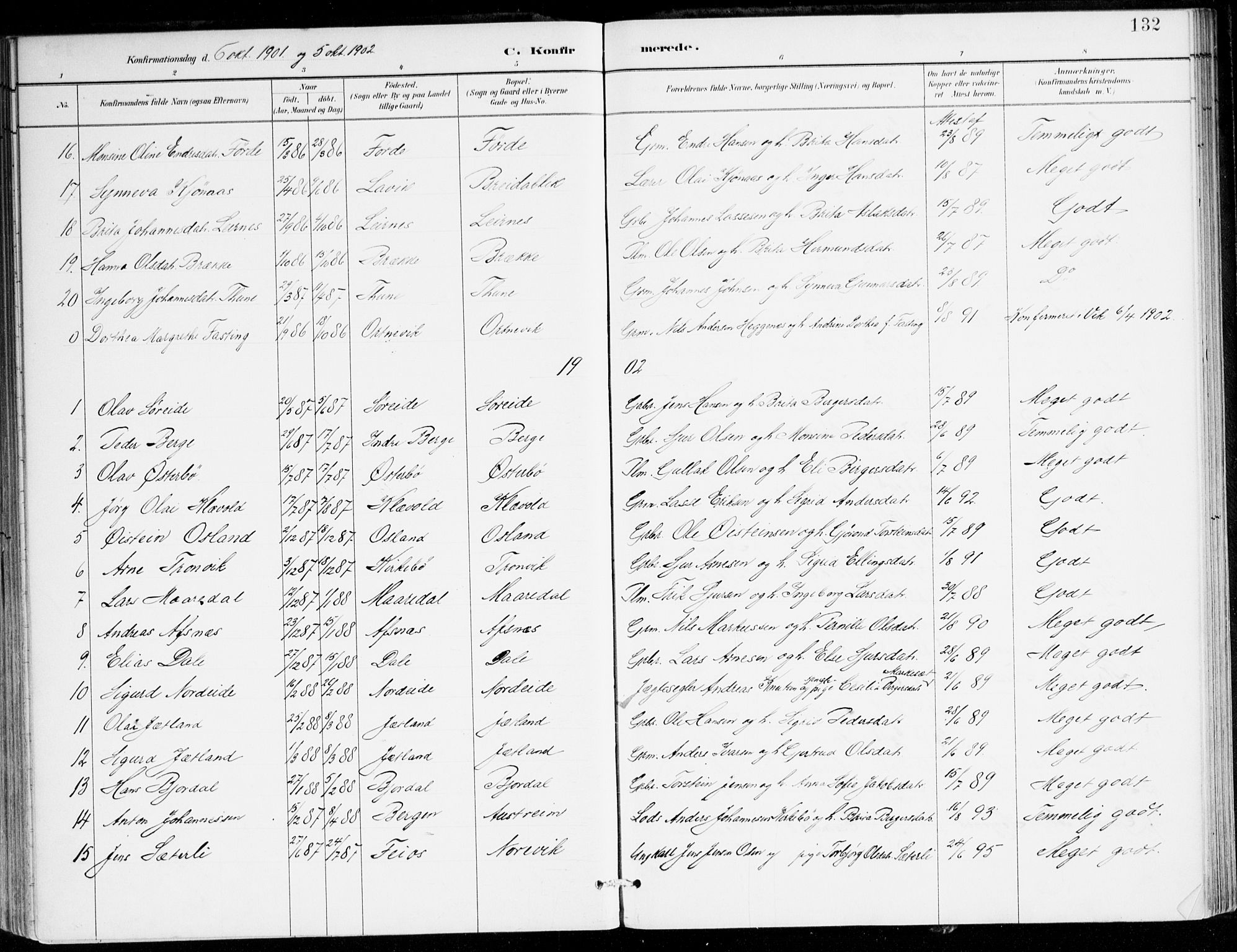 Lavik sokneprestembete, AV/SAB-A-80901: Parish register (official) no. C 1, 1882-1904, p. 132