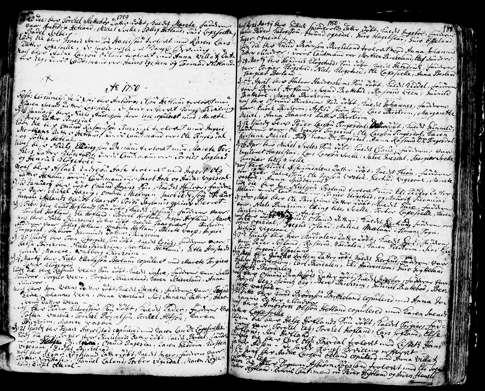 Helleland sokneprestkontor, SAST/A-101810: Parish register (official) no. A 1 /2, 1713-1761, p. 188