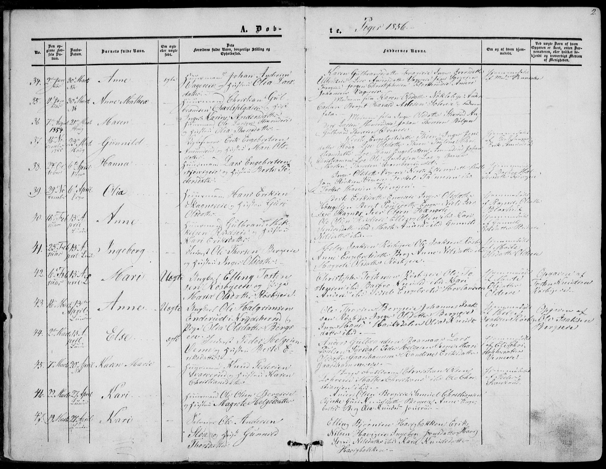 Norderhov kirkebøker, AV/SAKO-A-237/F/Fa/L0012: Parish register (official) no. 12, 1856-1865, p. 2