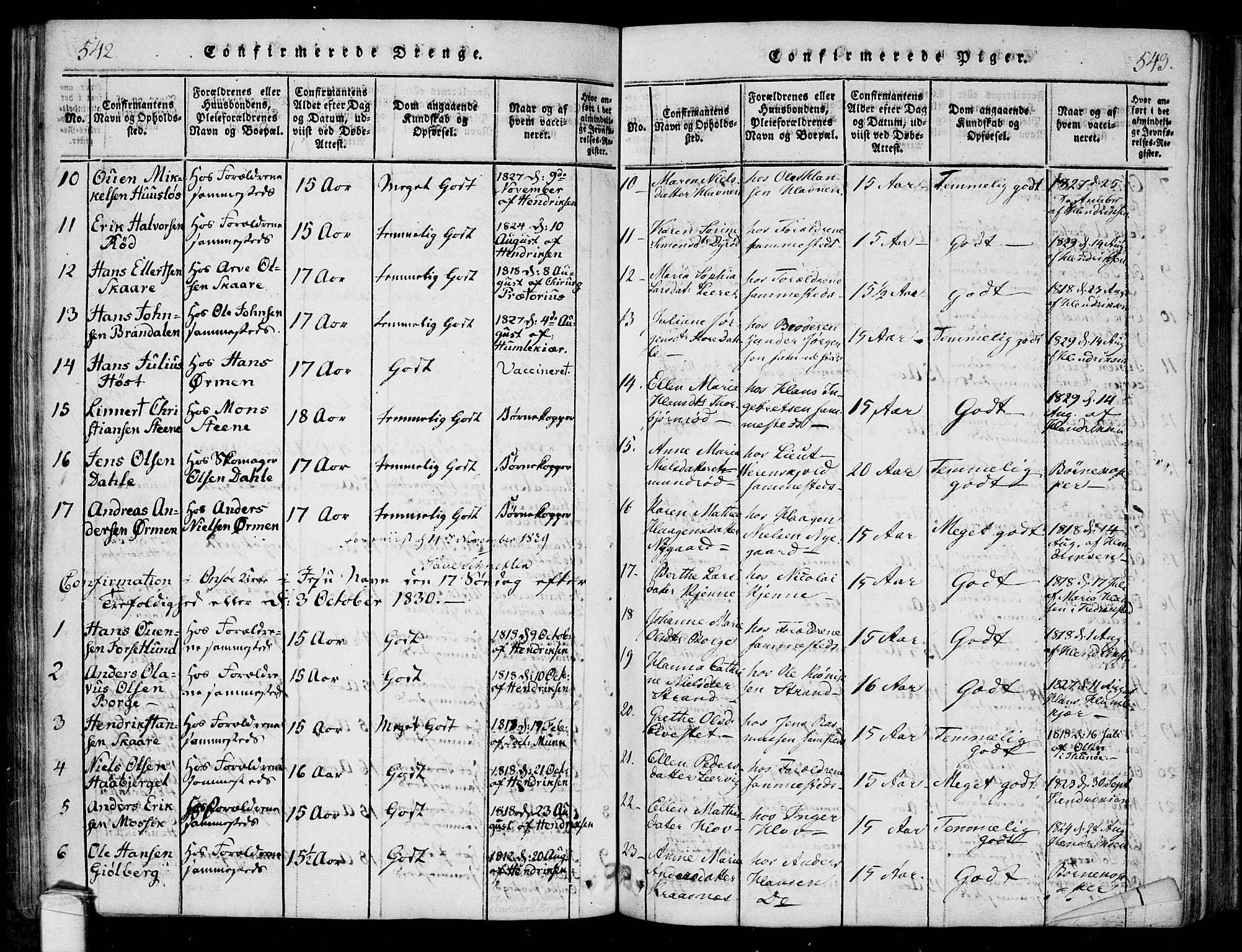 Onsøy prestekontor Kirkebøker, SAO/A-10914/F/Fa/L0002: Parish register (official) no. I 2, 1814-1840, p. 542-543