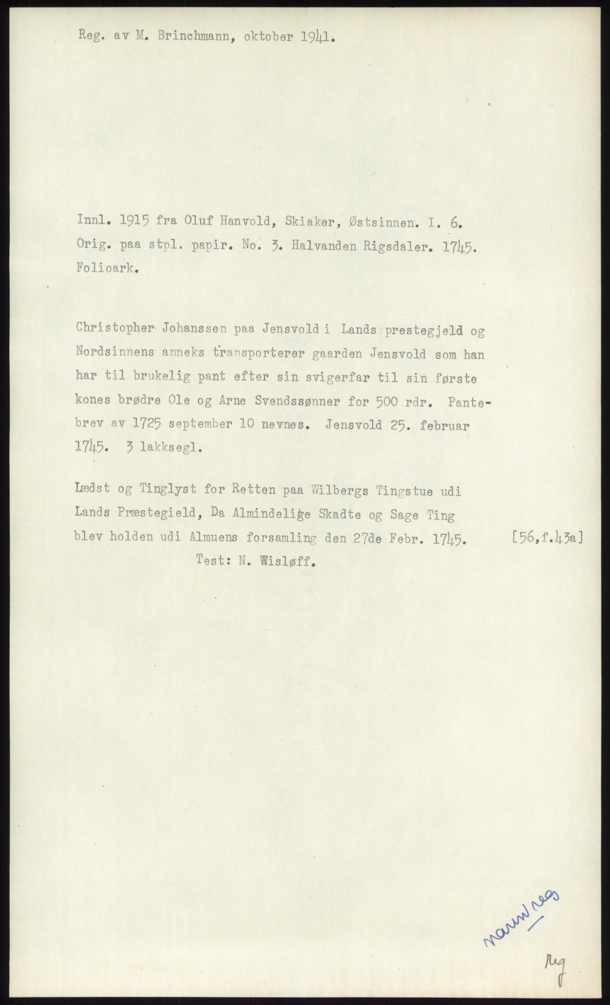 Samlinger til kildeutgivelse, Diplomavskriftsamlingen, AV/RA-EA-4053/H/Ha, p. 3531