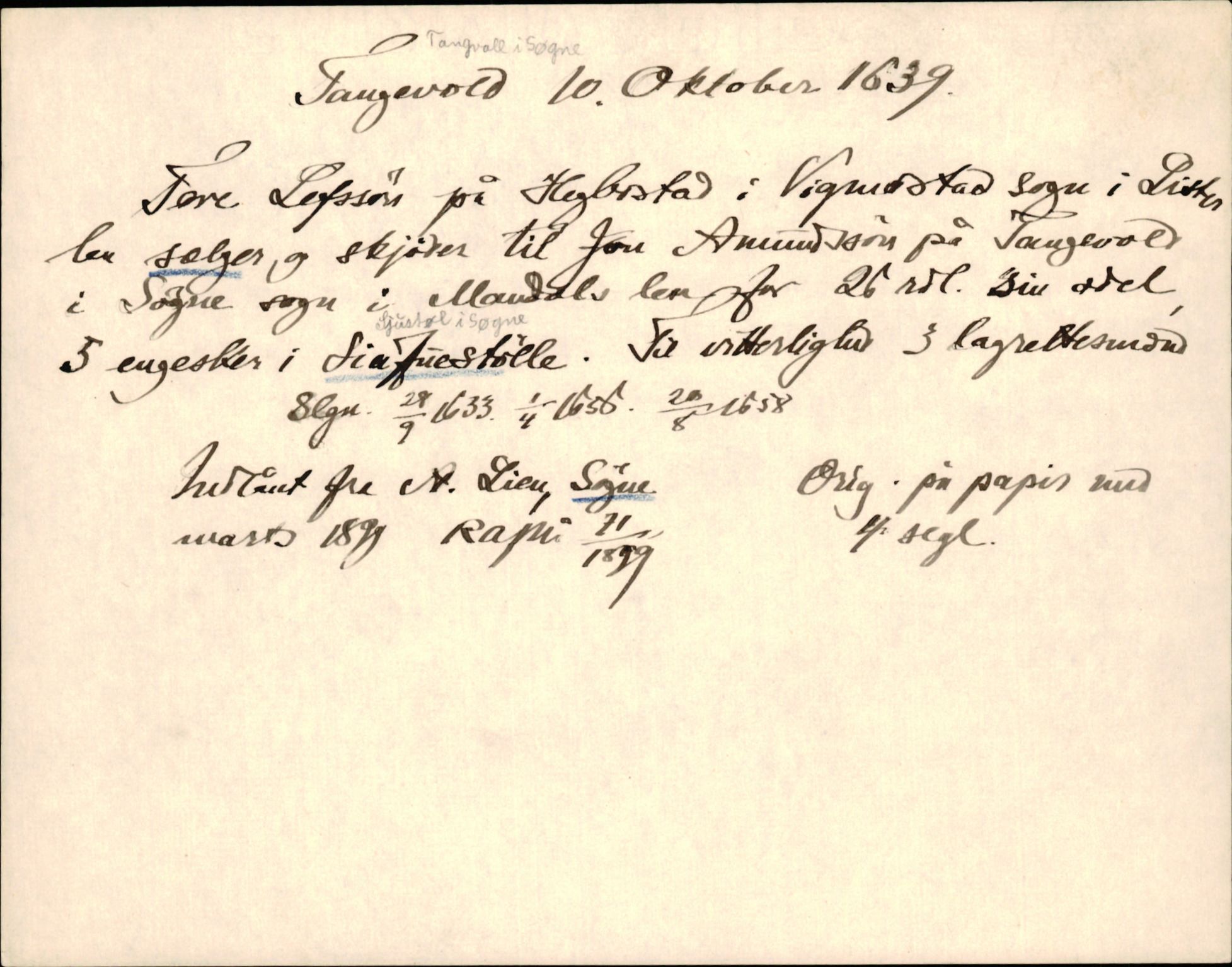 Riksarkivets diplomsamling, AV/RA-EA-5965/F35/F35d/L0003: Innlånte diplomer, seddelregister, 1621-1642, p. 661