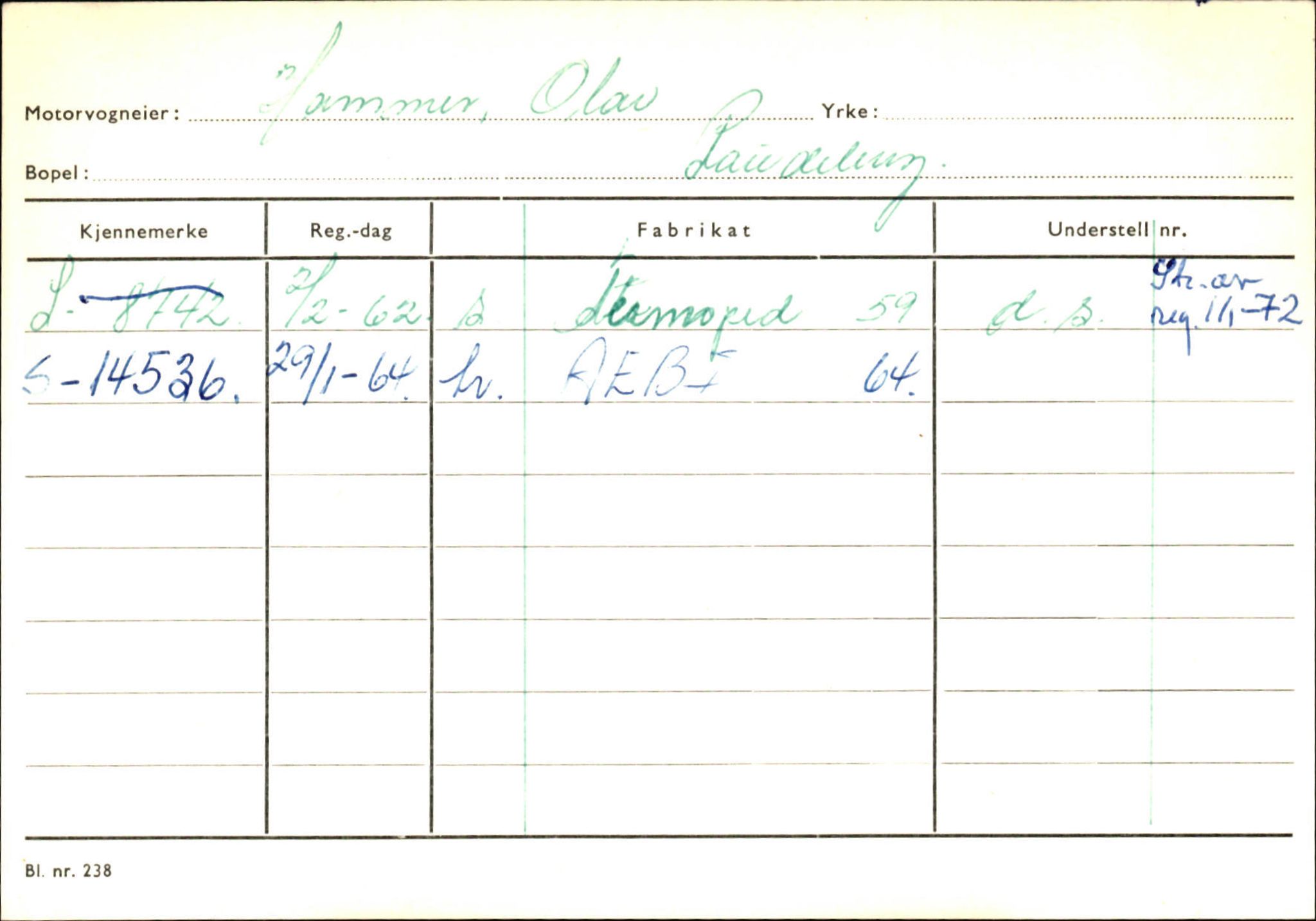 Statens vegvesen, Sogn og Fjordane vegkontor, SAB/A-5301/4/F/L0144: Registerkort Vågsøy A-R, 1945-1975, p. 887