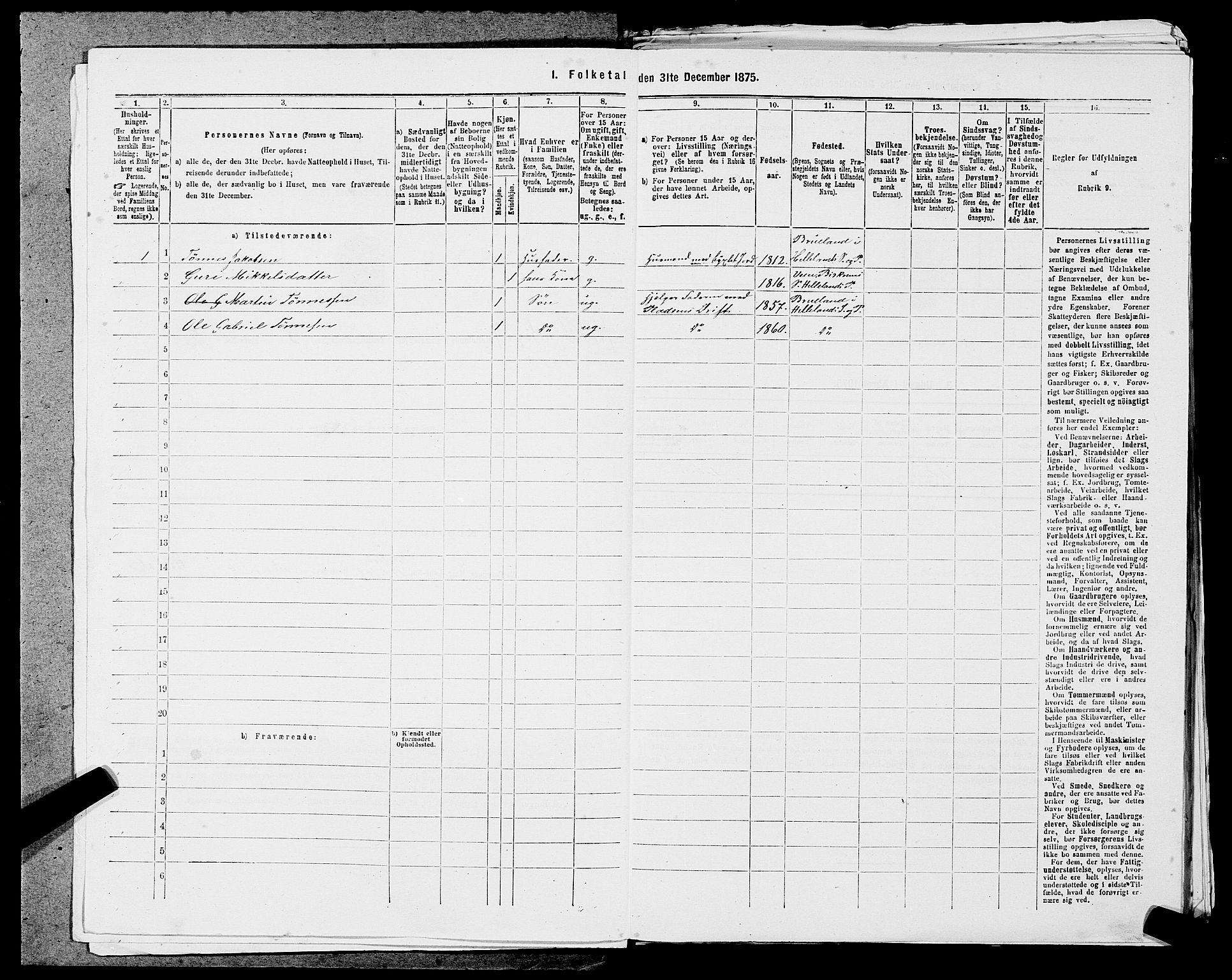 SAST, 1875 census for 1115P Helleland, 1875, p. 417