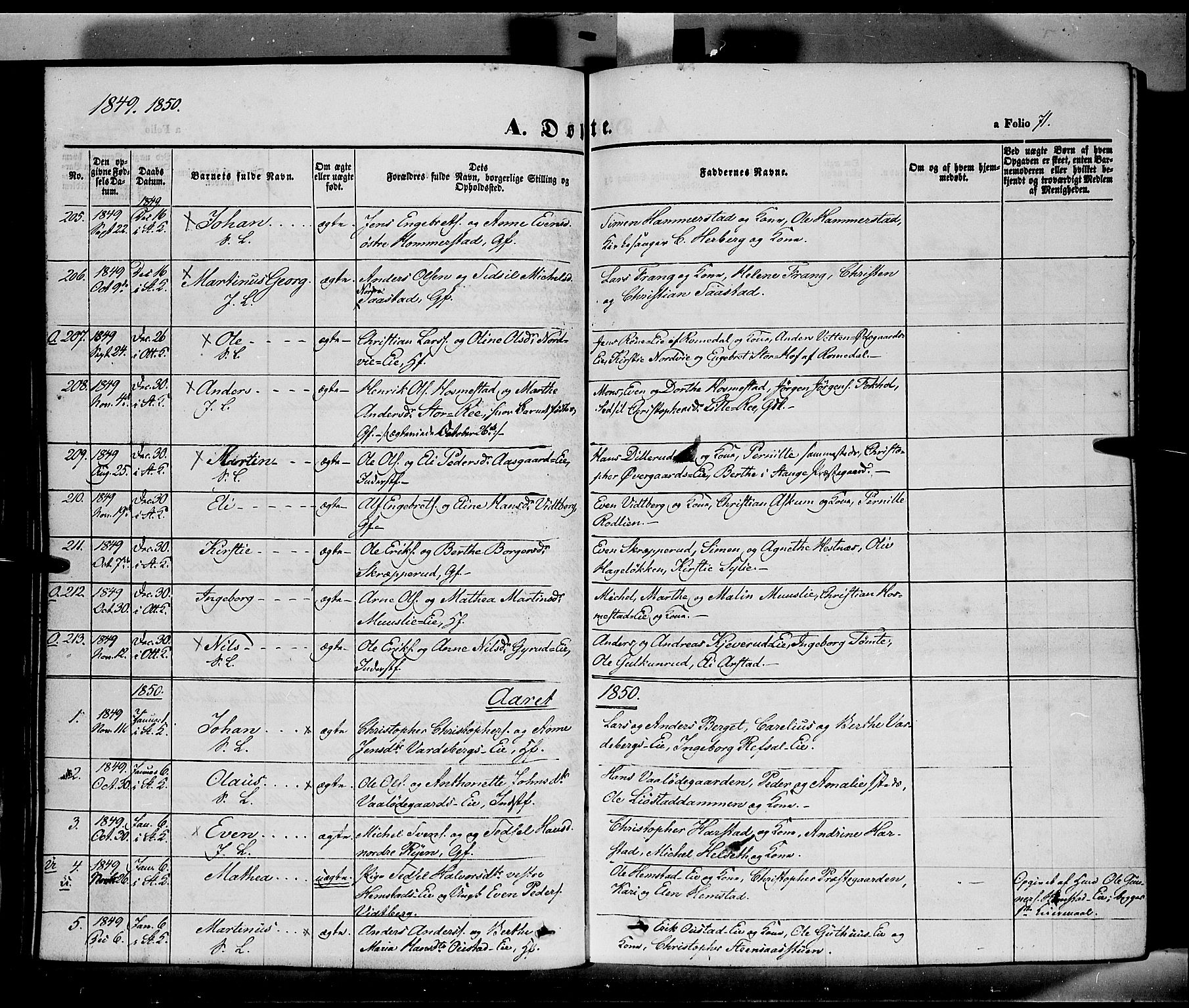 Stange prestekontor, SAH/PREST-002/K/L0011: Parish register (official) no. 11, 1846-1852, p. 71
