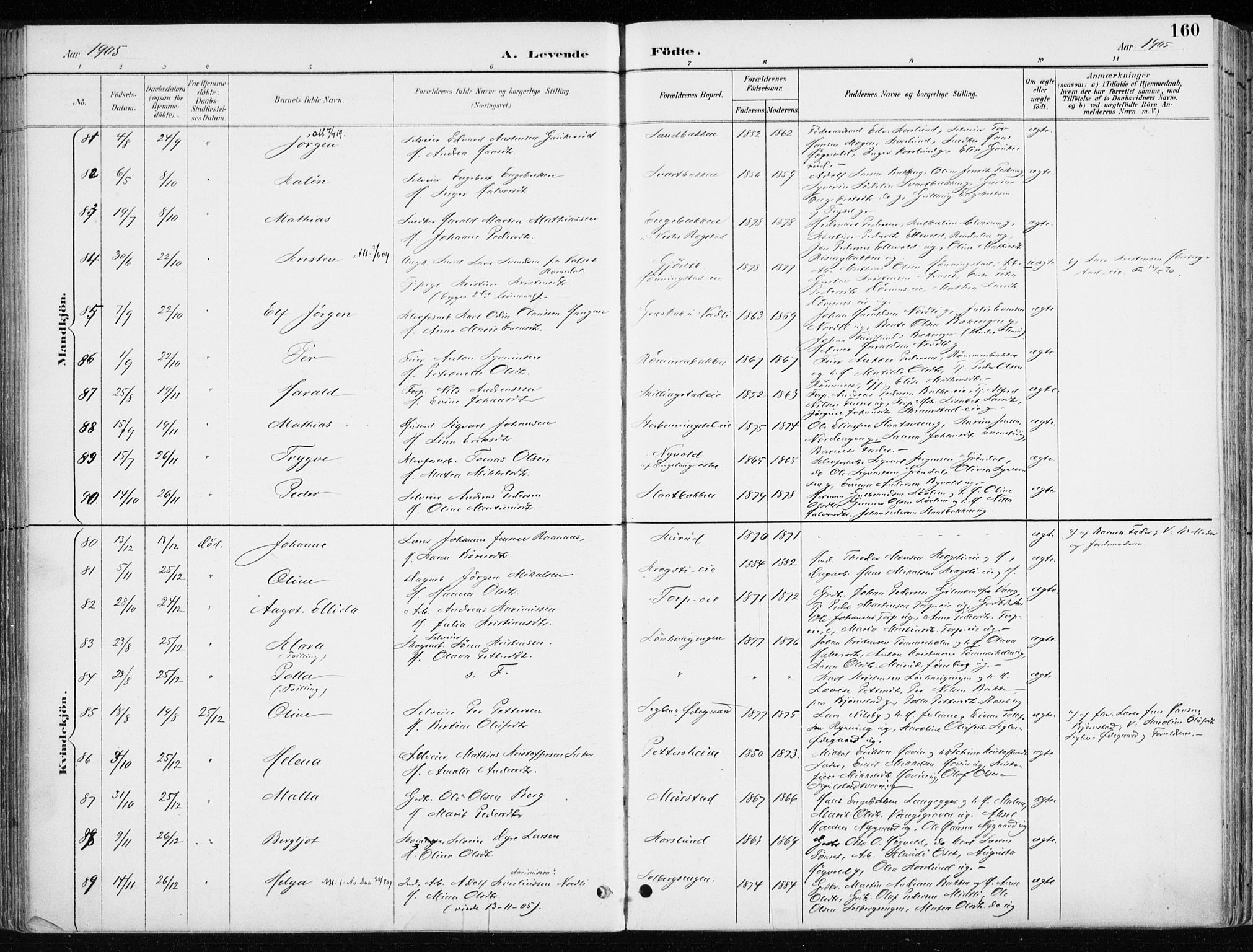 Løten prestekontor, SAH/PREST-022/K/Ka/L0010: Parish register (official) no. 10, 1892-1907, p. 160