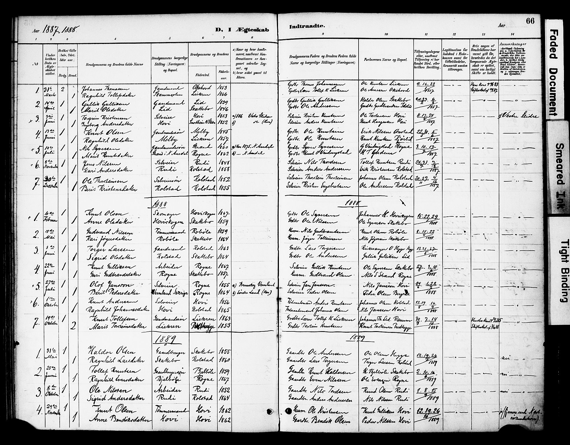 Øystre Slidre prestekontor, SAH/PREST-138/H/Ha/Haa/L0003: Parish register (official) no. 3, 1887-1910, p. 66