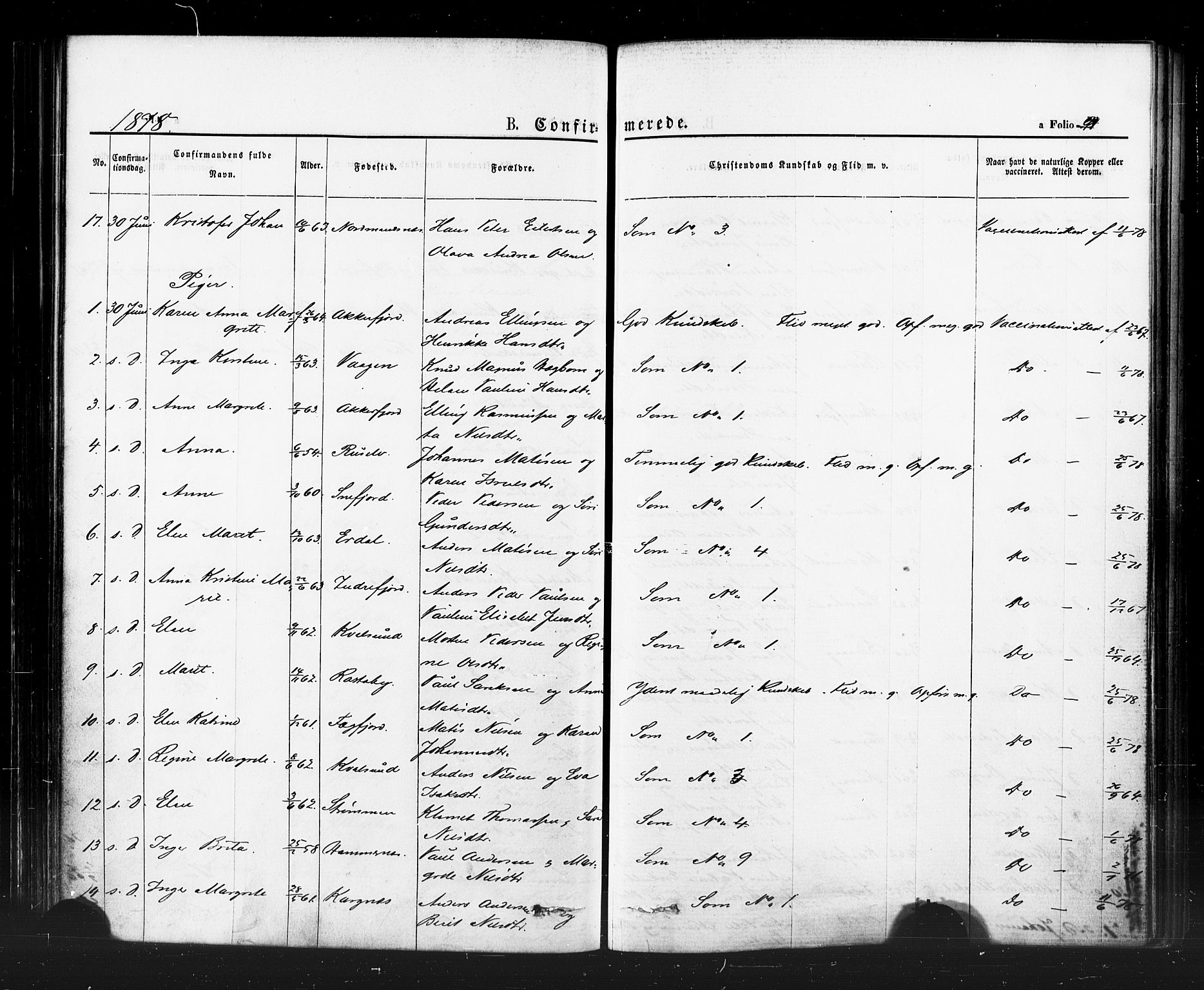 Hammerfest sokneprestkontor, AV/SATØ-S-1347/H/Ha/L0007.kirke: Parish register (official) no. 7, 1869-1884, p. 91