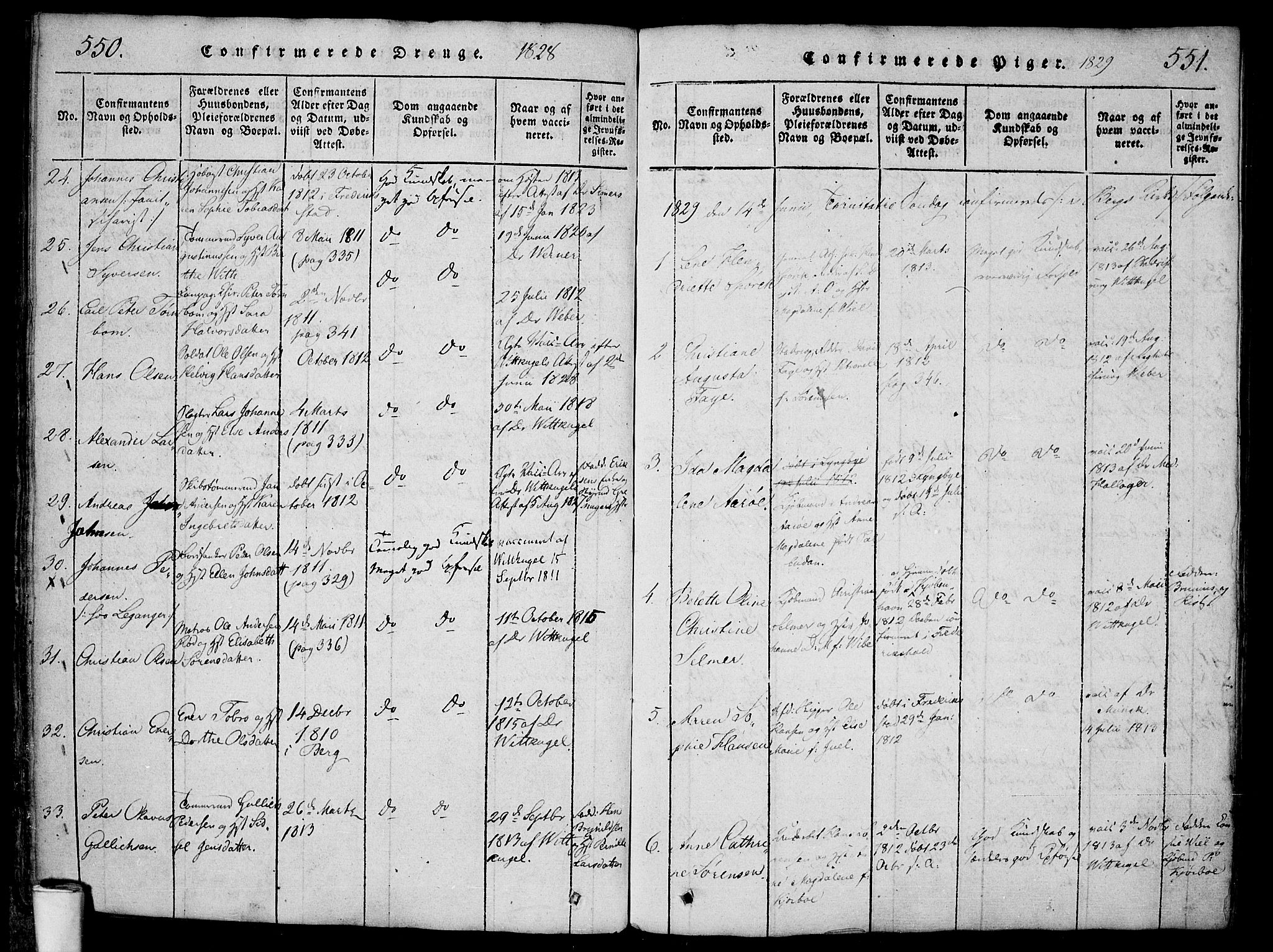 Halden prestekontor Kirkebøker, SAO/A-10909/F/Fa/L0003: Parish register (official) no. I 3, 1815-1834, p. 550-551