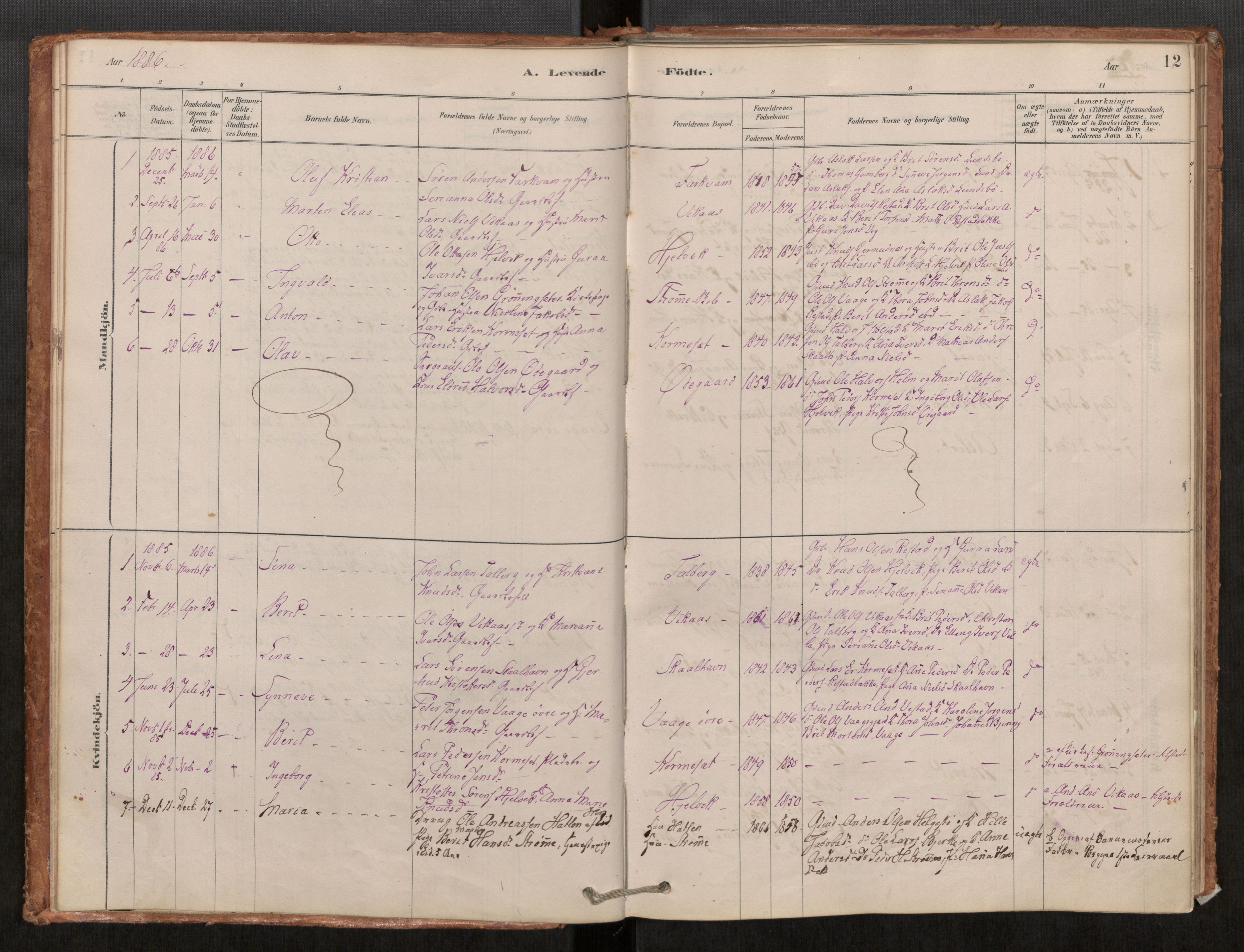 Ministerialprotokoller, klokkerbøker og fødselsregistre - Møre og Romsdal, SAT/A-1454/550/L0621: Parish register (official) no. 550A01, 1878-1915, p. 12