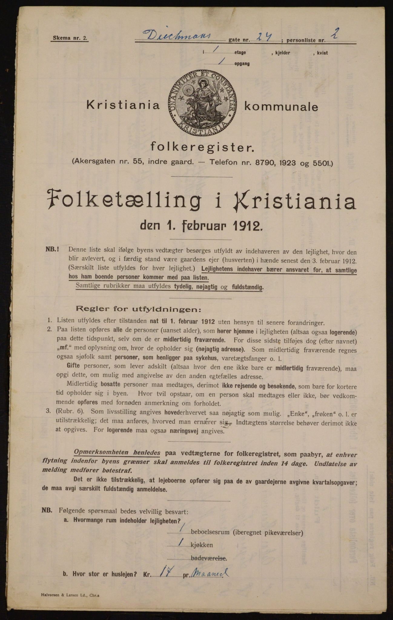 OBA, Municipal Census 1912 for Kristiania, 1912, p. 15732