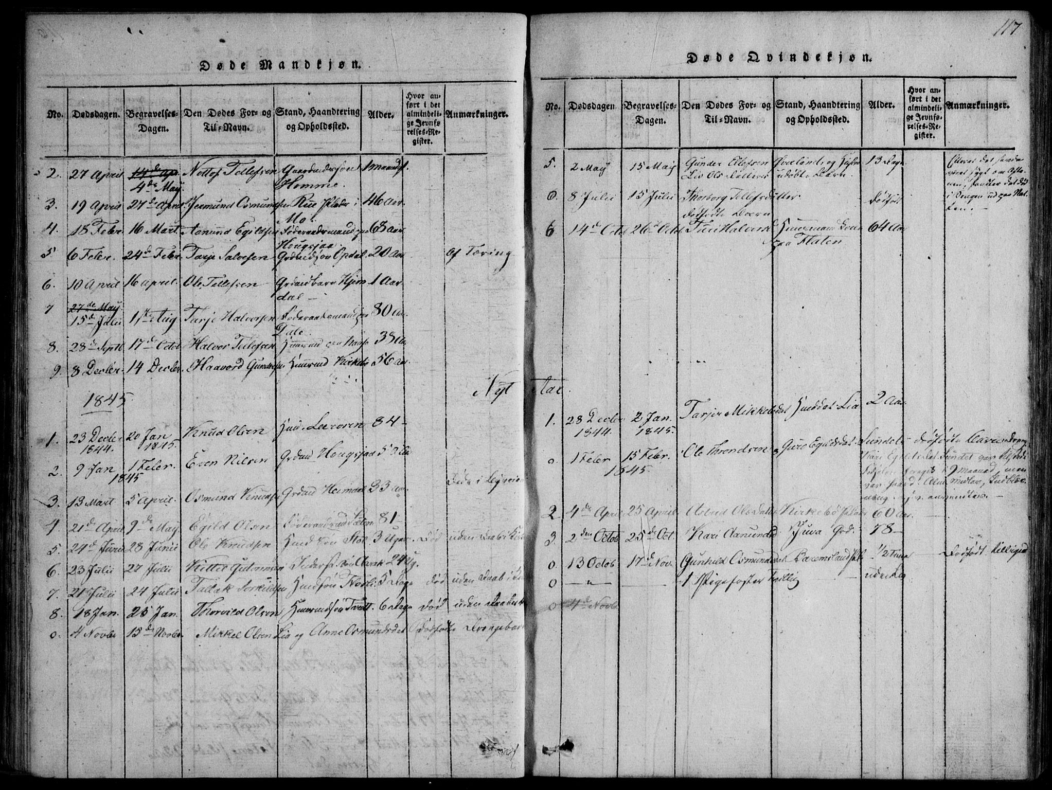 Nissedal kirkebøker, AV/SAKO-A-288/F/Fb/L0001: Parish register (official) no. II 1, 1814-1845, p. 117