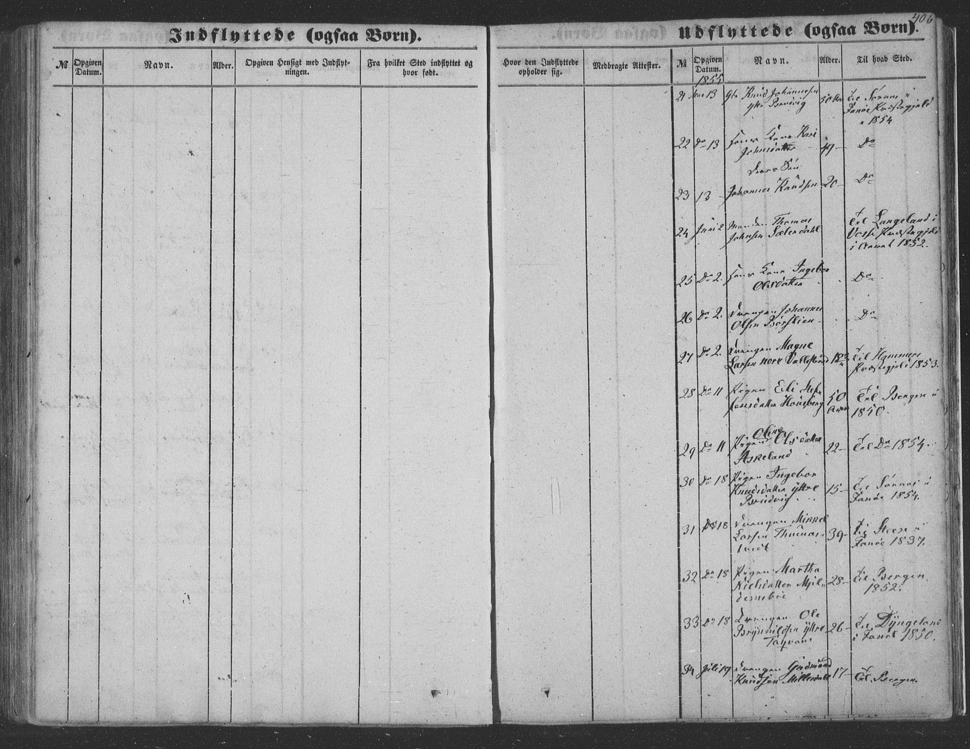Haus sokneprestembete, SAB/A-75601/H/Haa: Parish register (official) no. A 16 II, 1848-1857, p. 406