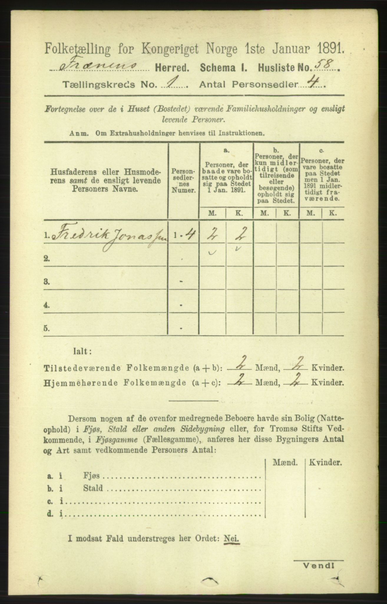 RA, 1891 census for 1548 Fræna, 1891, p. 81