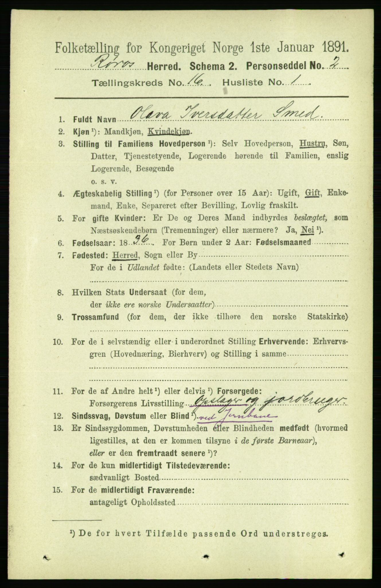 RA, 1891 census for 1640 Røros, 1891, p. 3782