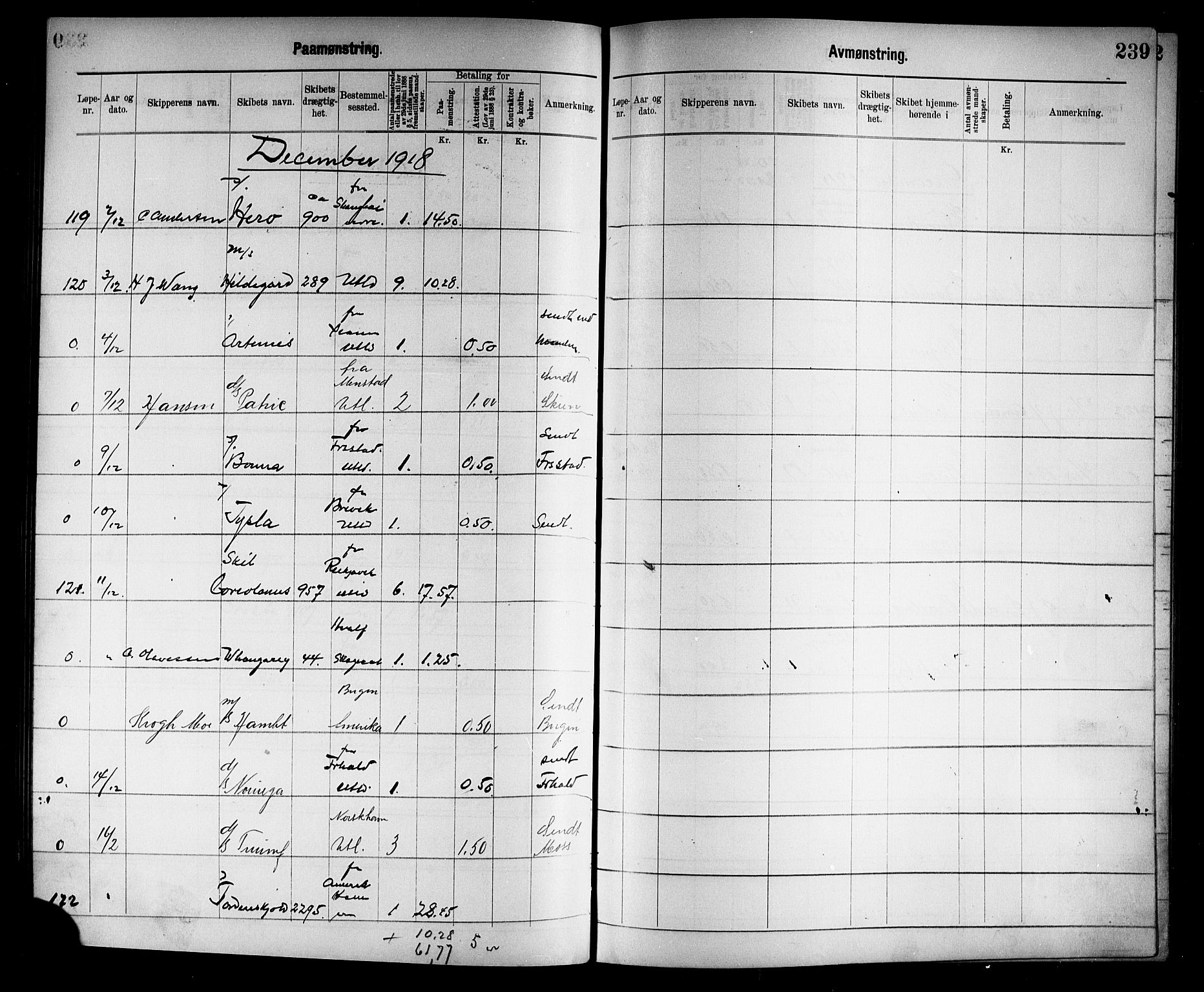 Tønsberg innrulleringskontor, AV/SAKO-A-786/H/Ha/L0007: Mønstringsjournal, 1915-1925, p. 242