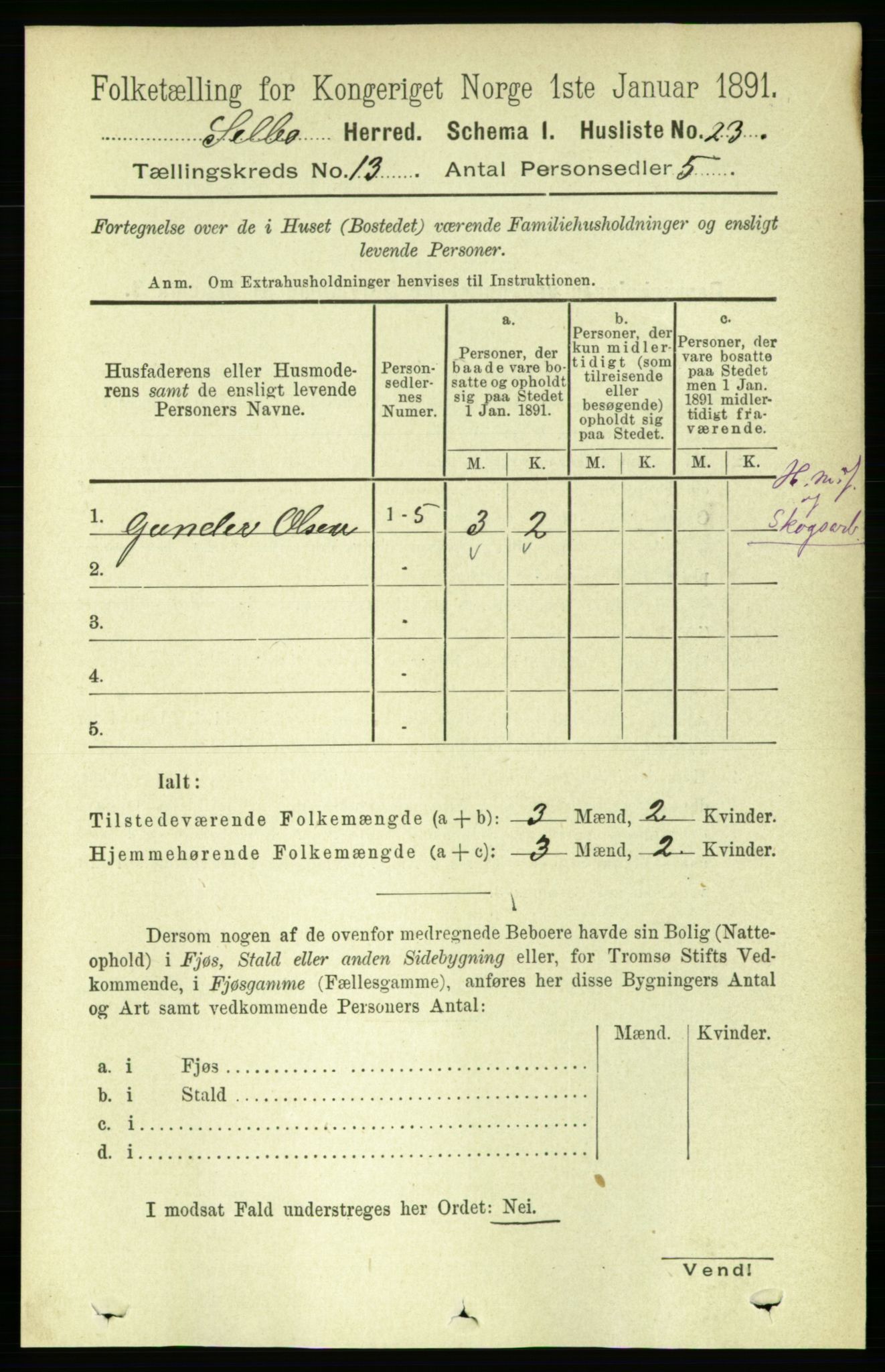 RA, 1891 census for 1664 Selbu, 1891, p. 4560