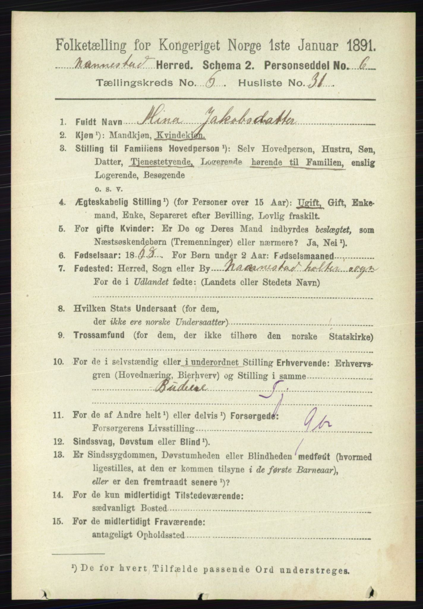 RA, 1891 census for 0238 Nannestad, 1891, p. 3230