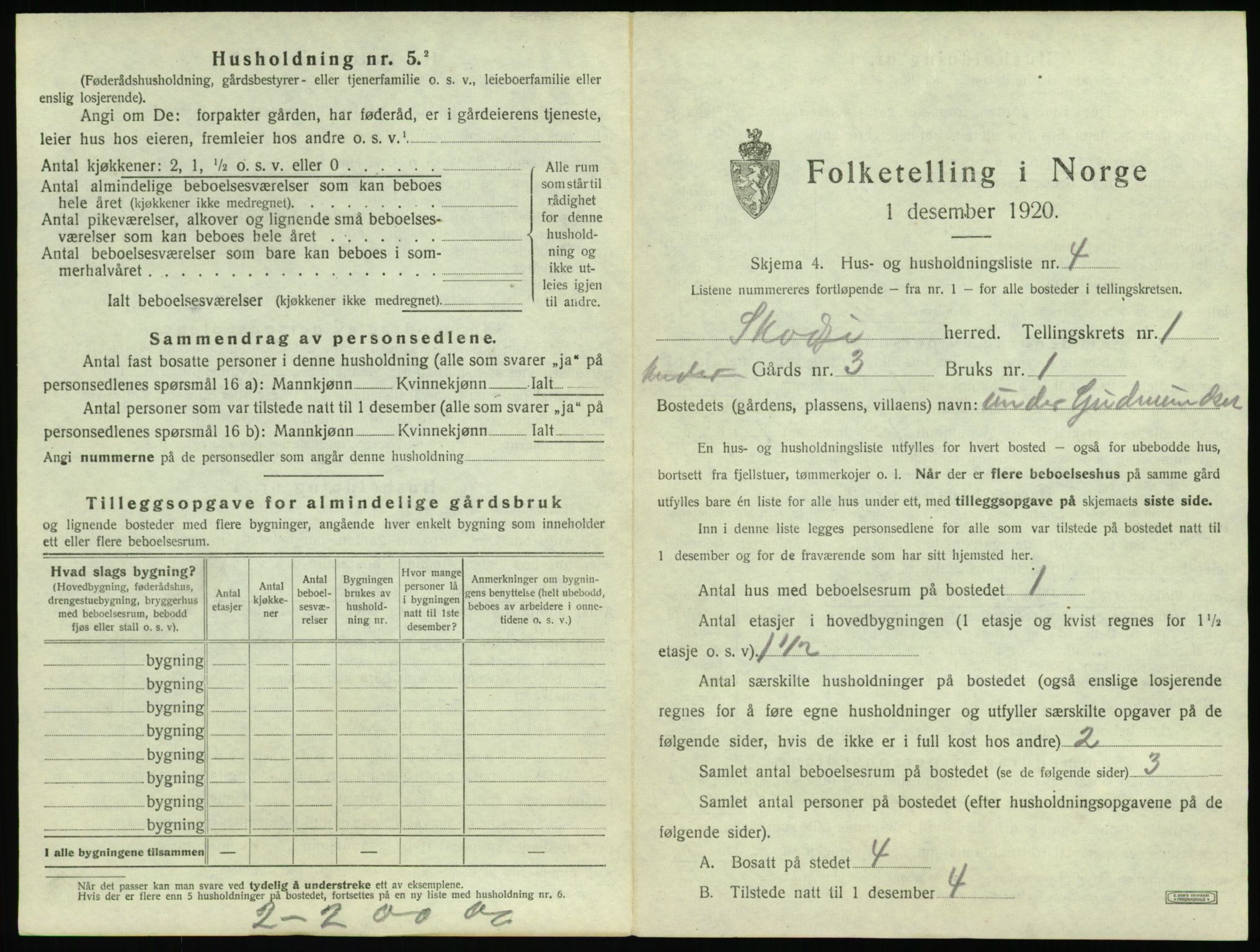 SAT, 1920 census for Skodje, 1920, p. 49