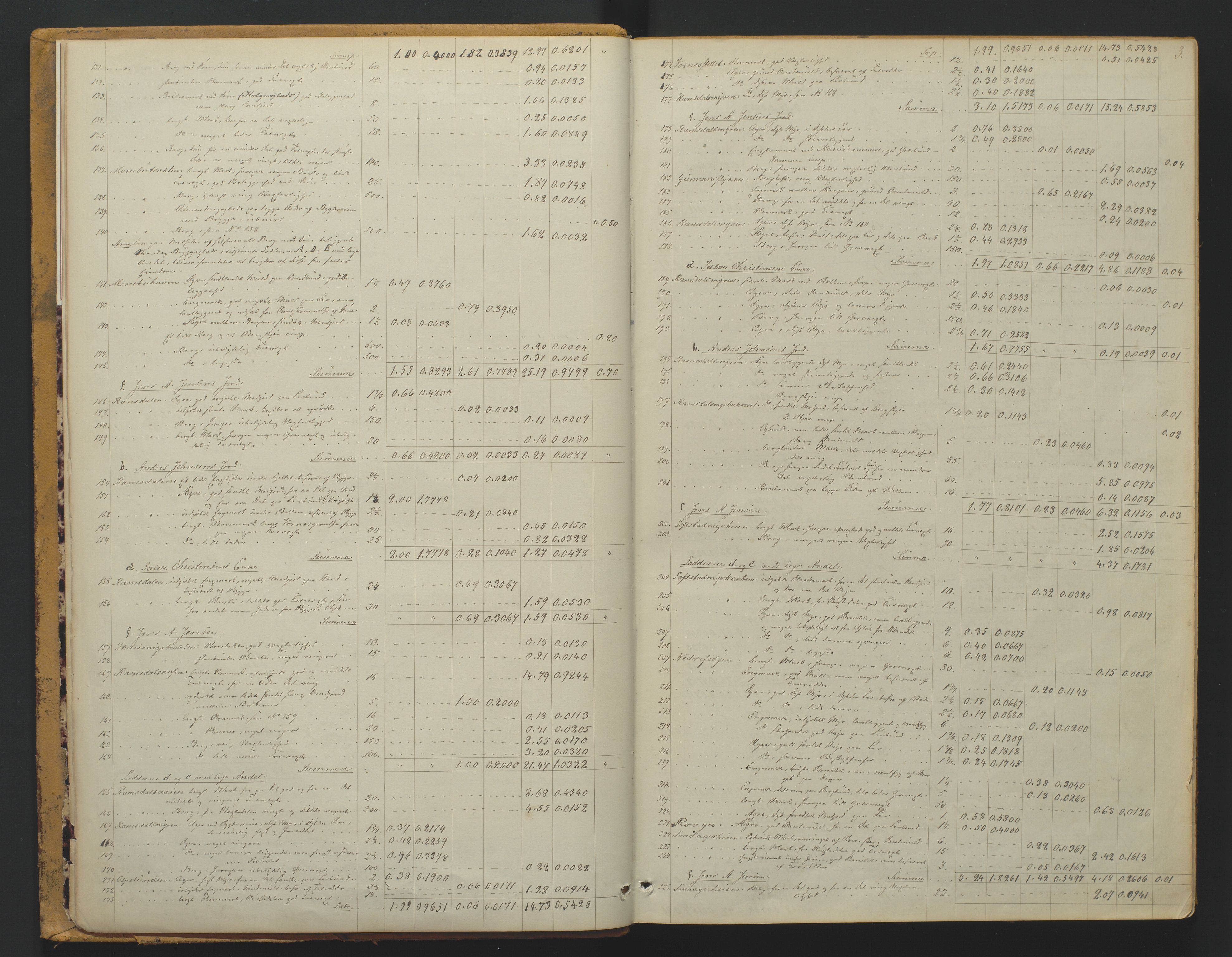 Utskiftningsformannen i Nedenes amt, AV/SAK-1541-0002/F/Fa/Faa/L0007: Utskiftningsprotokoll med gårdsregister, Nedenes amt nr 7, 1873-1878, p. 3