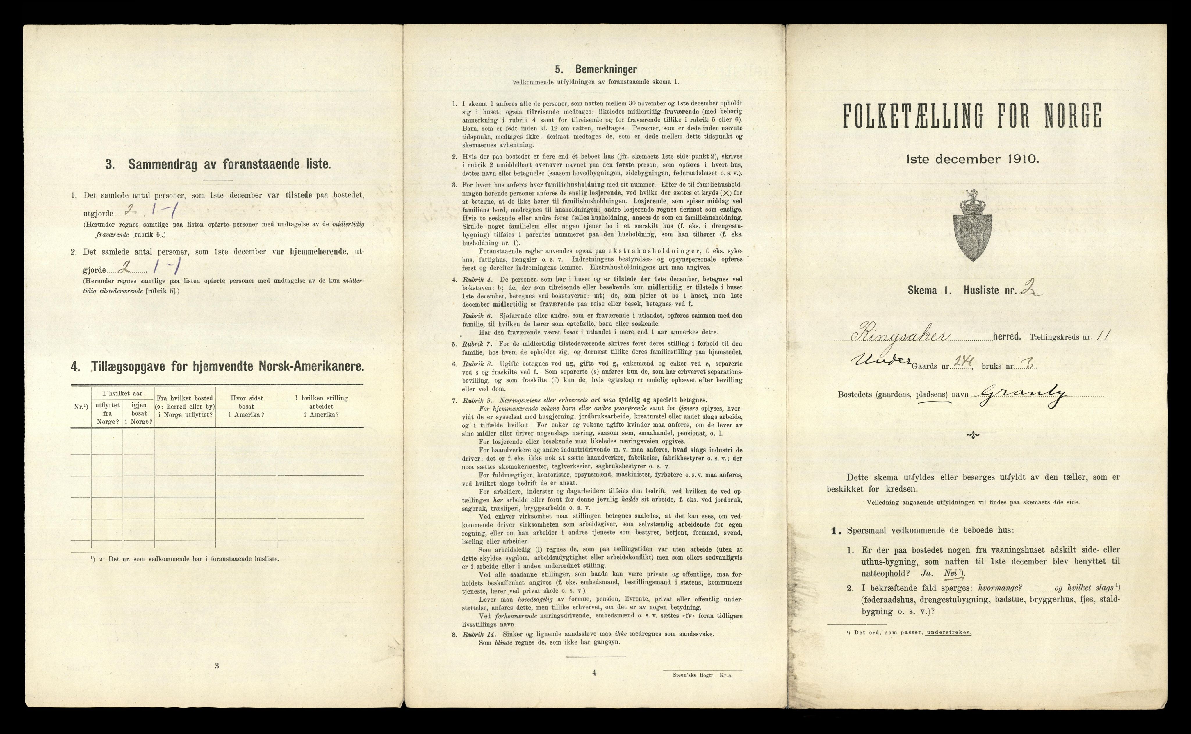 RA, 1910 census for Ringsaker, 1910, p. 2027