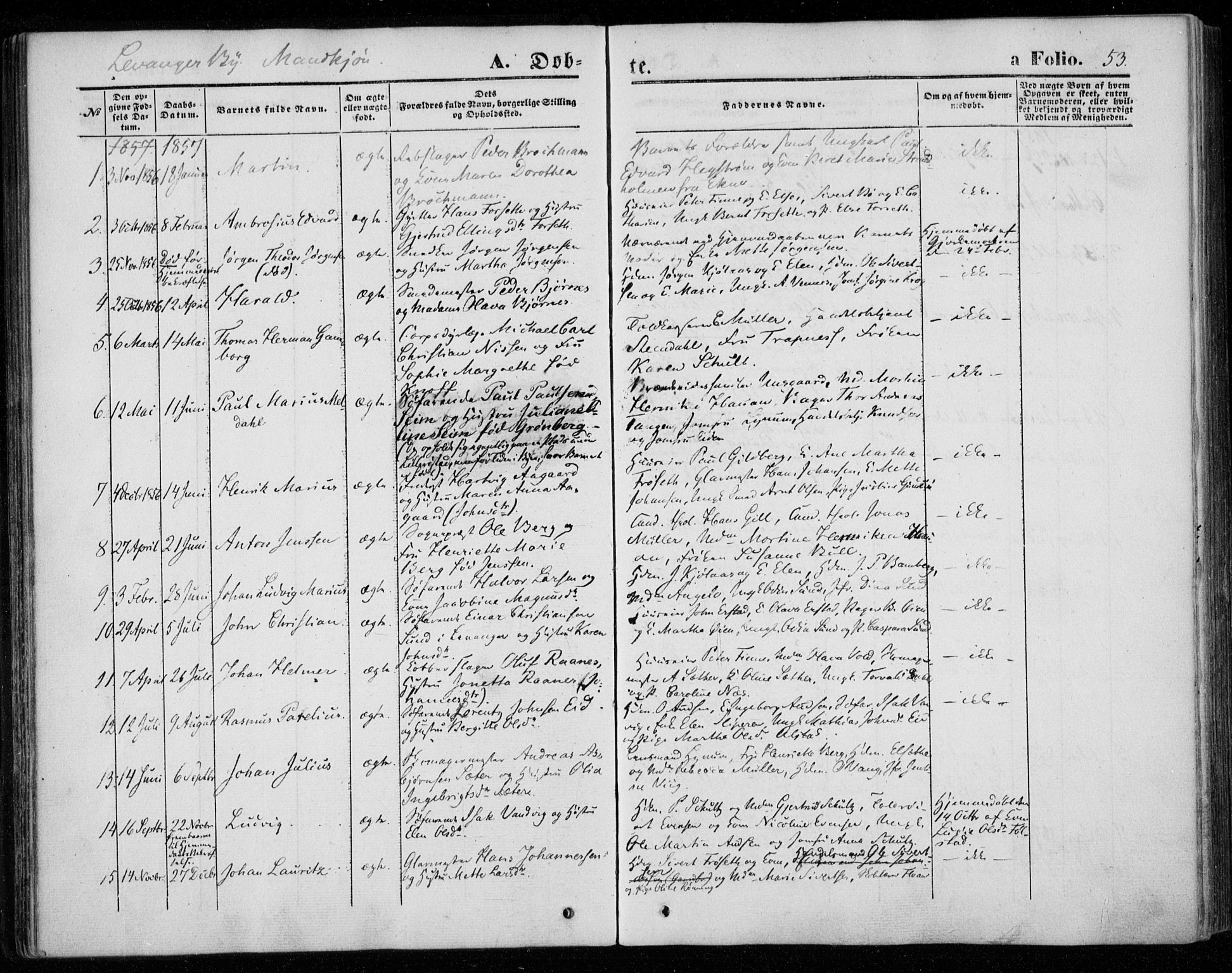 Ministerialprotokoller, klokkerbøker og fødselsregistre - Nord-Trøndelag, SAT/A-1458/720/L0184: Parish register (official) no. 720A02 /1, 1855-1863, p. 53