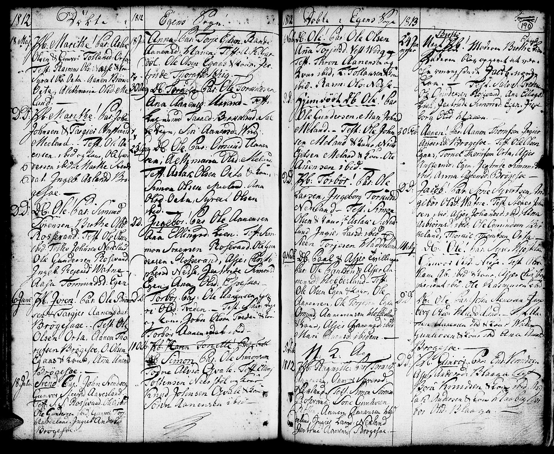 Hægebostad sokneprestkontor, SAK/1111-0024/F/Fa/Faa/L0001: Parish register (official) no. A 1 /2, 1760-1823, p. 190
