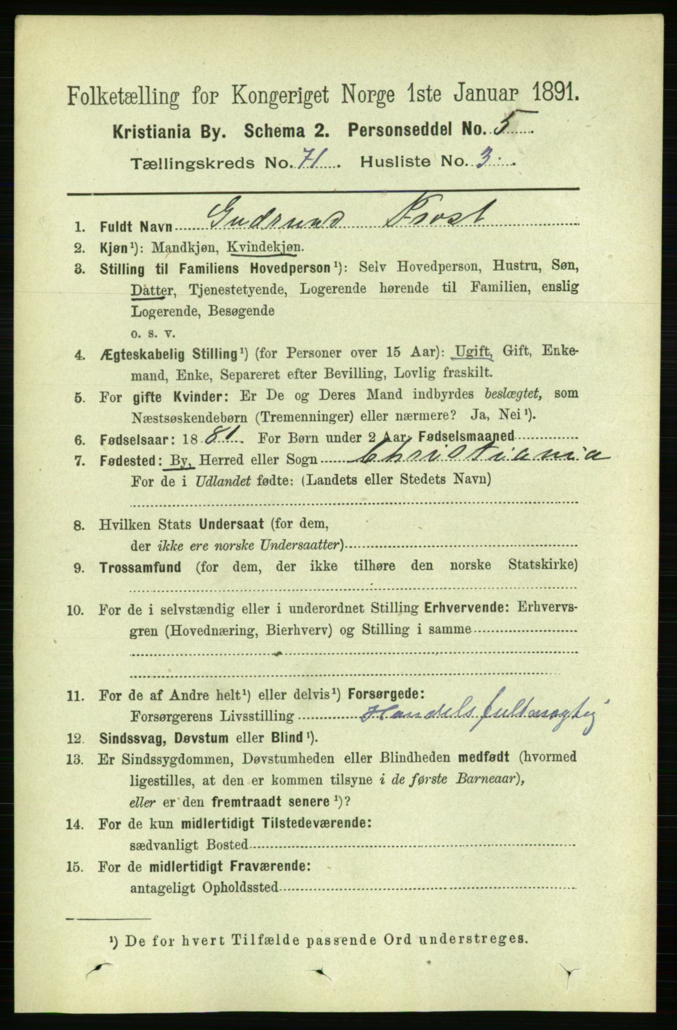 RA, 1891 census for 0301 Kristiania, 1891, p. 38993