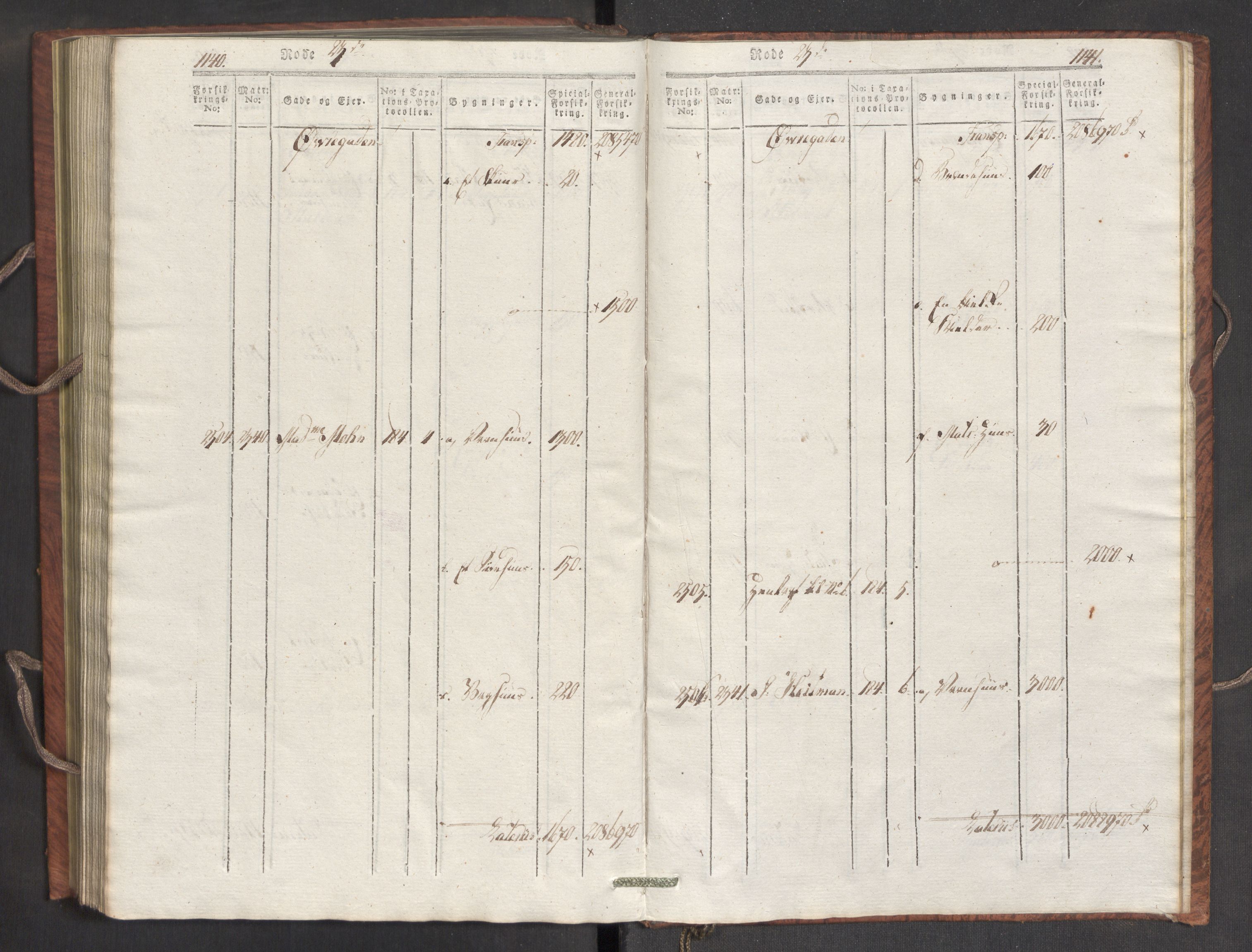 Kommersekollegiet, Brannforsikringskontoret 1767-1814, AV/RA-EA-5458/F/Fa/L0007/0002: Bergen / Branntakstprotokoll, 1807-1817, p. 1140-1141