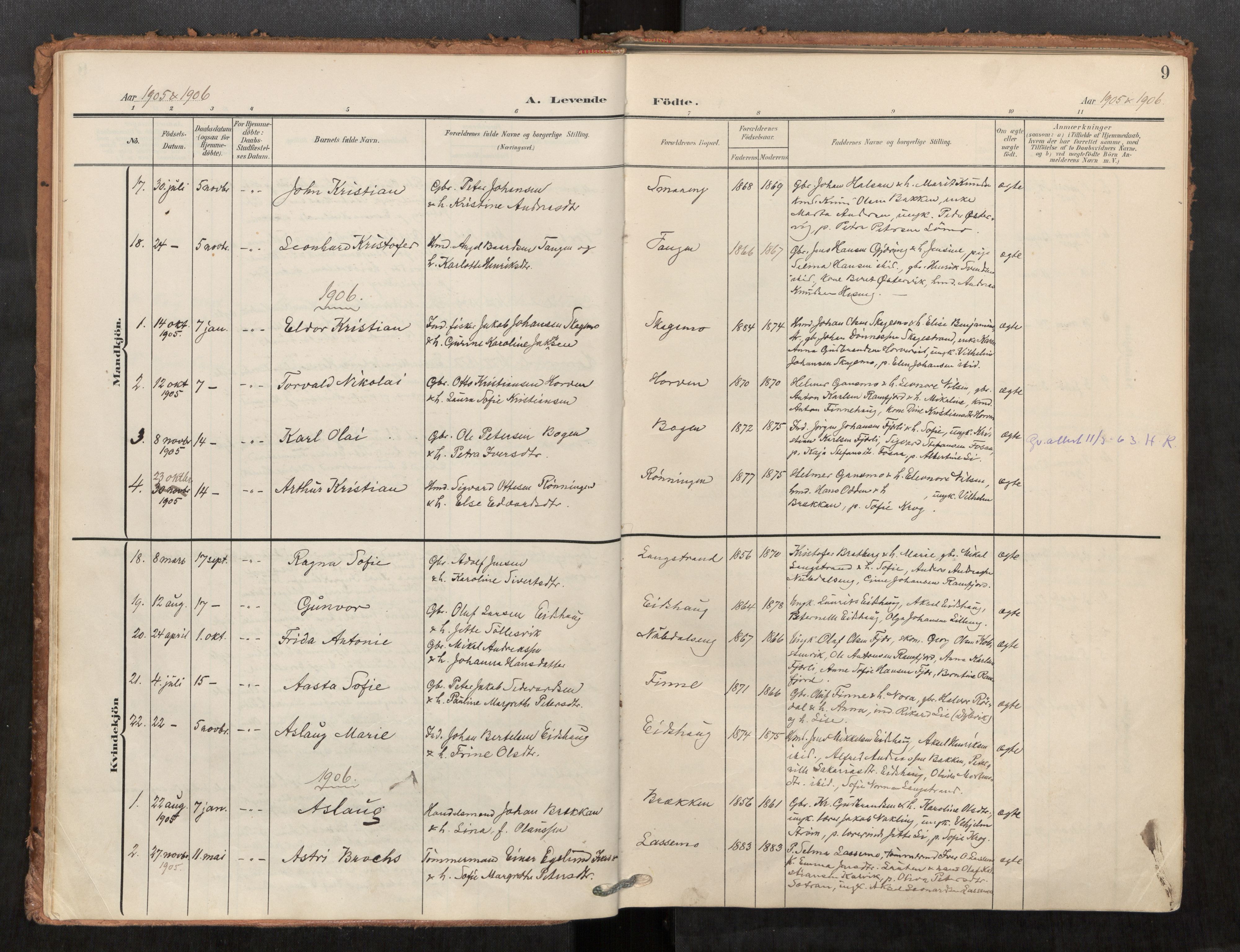 Kolvereid sokneprestkontor, SAT/A-1171/H/Ha/Haa/L0001: Parish register (official) no. 1, 1903-1922, p. 9