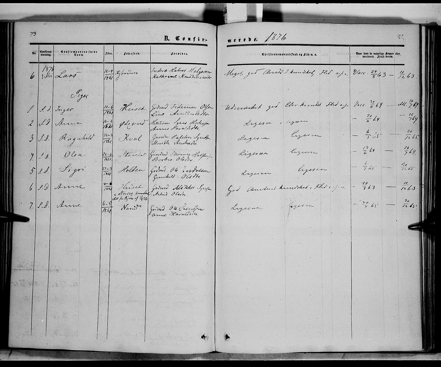 Sør-Aurdal prestekontor, SAH/PREST-128/H/Ha/Haa/L0006: Parish register (official) no. 6, 1849-1876, p. 73