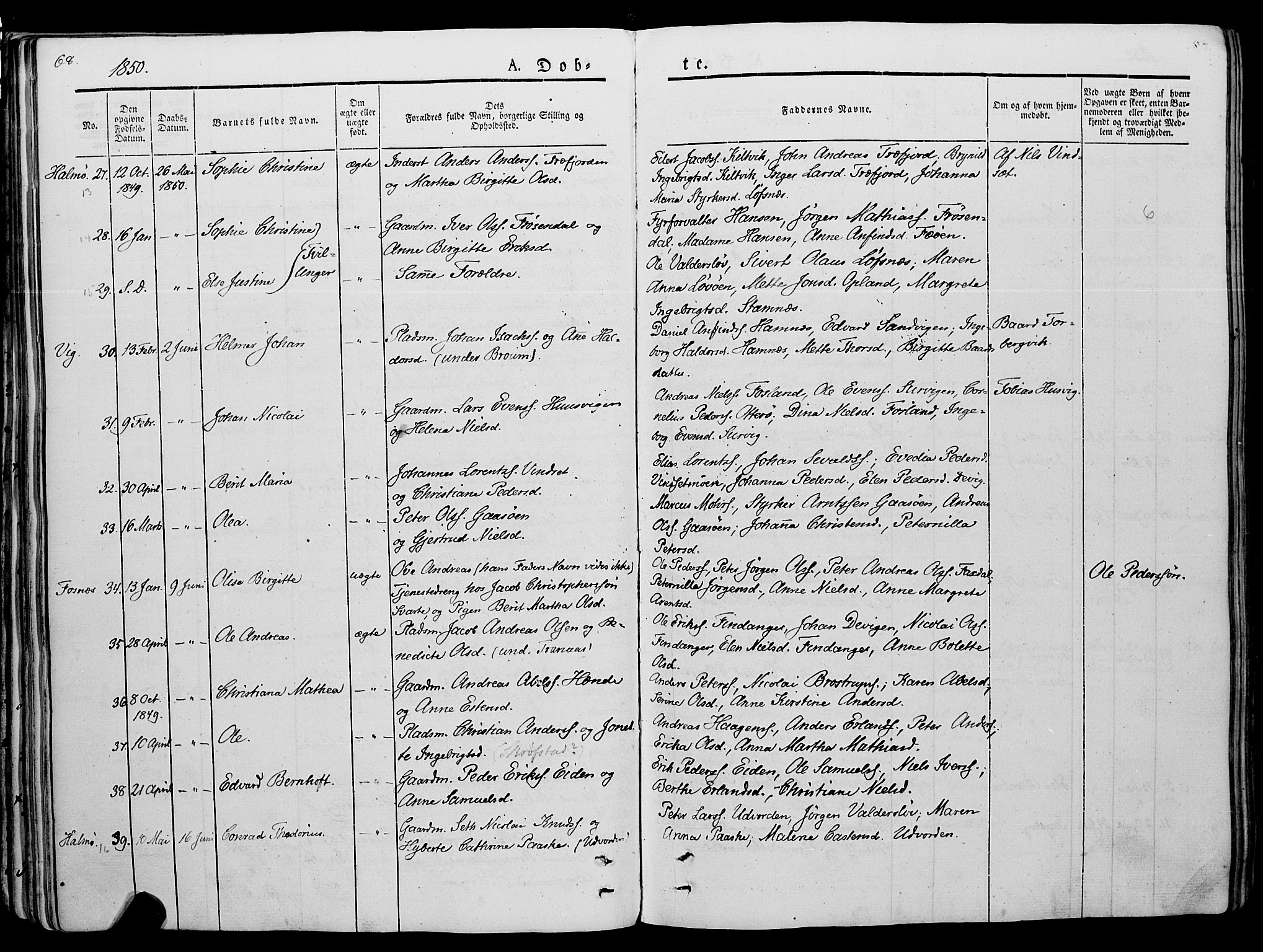Ministerialprotokoller, klokkerbøker og fødselsregistre - Nord-Trøndelag, SAT/A-1458/773/L0614: Parish register (official) no. 773A05, 1831-1856, p. 68