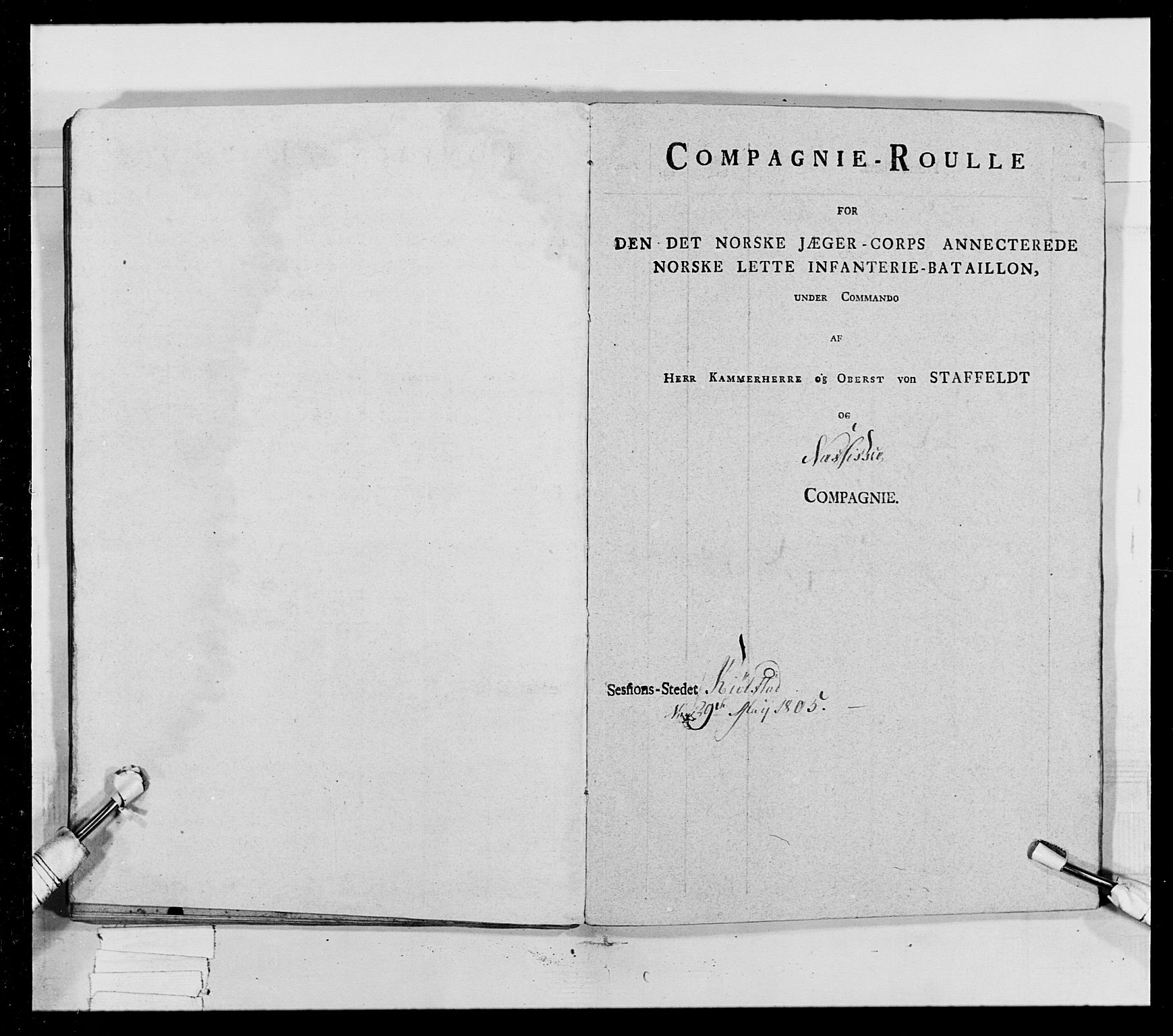 Generalitets- og kommissariatskollegiet, Det kongelige norske kommissariatskollegium, AV/RA-EA-5420/E/Eh/L0023: Norske jegerkorps, 1805, p. 387