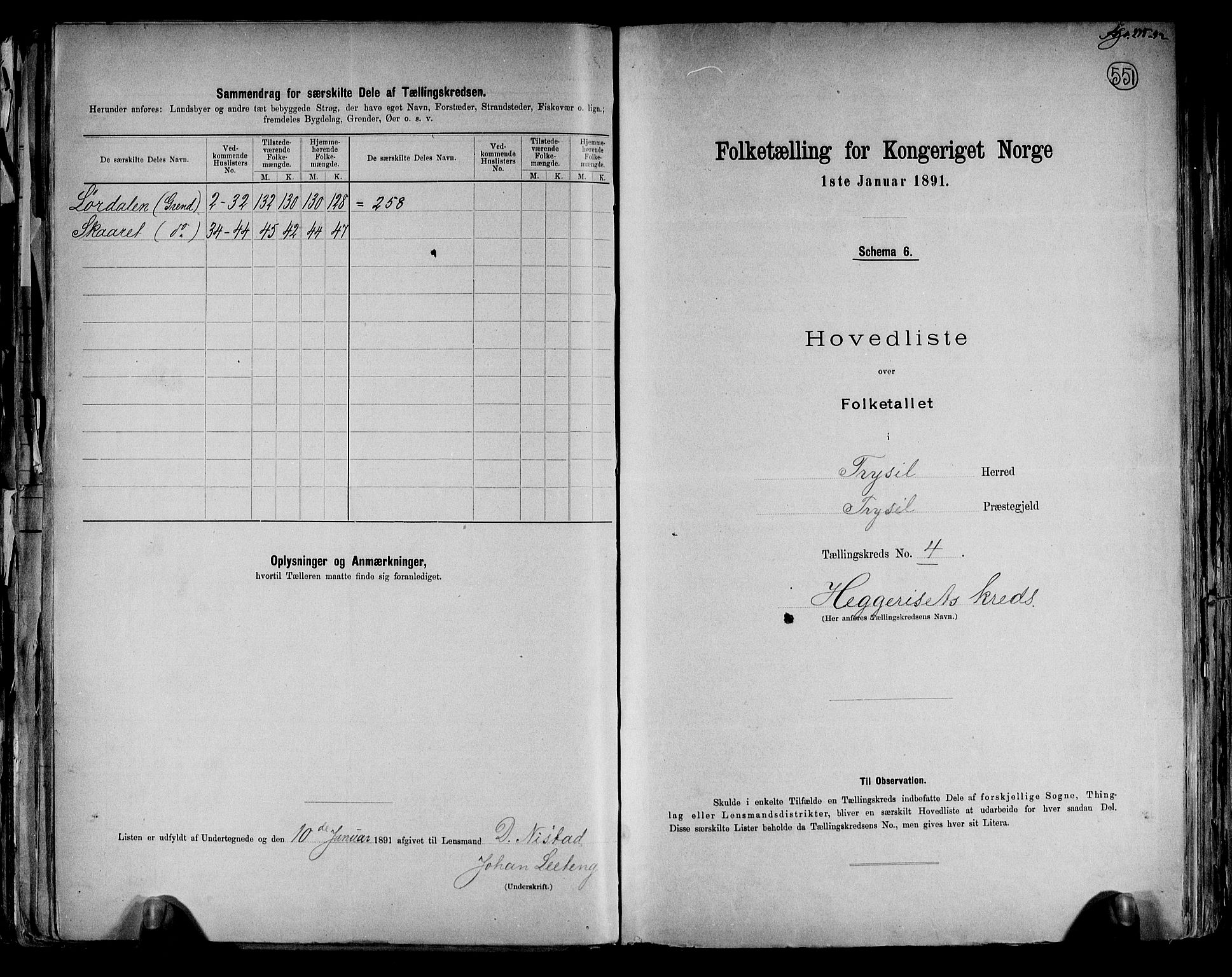 RA, 1891 census for 0428 Trysil, 1891, p. 12