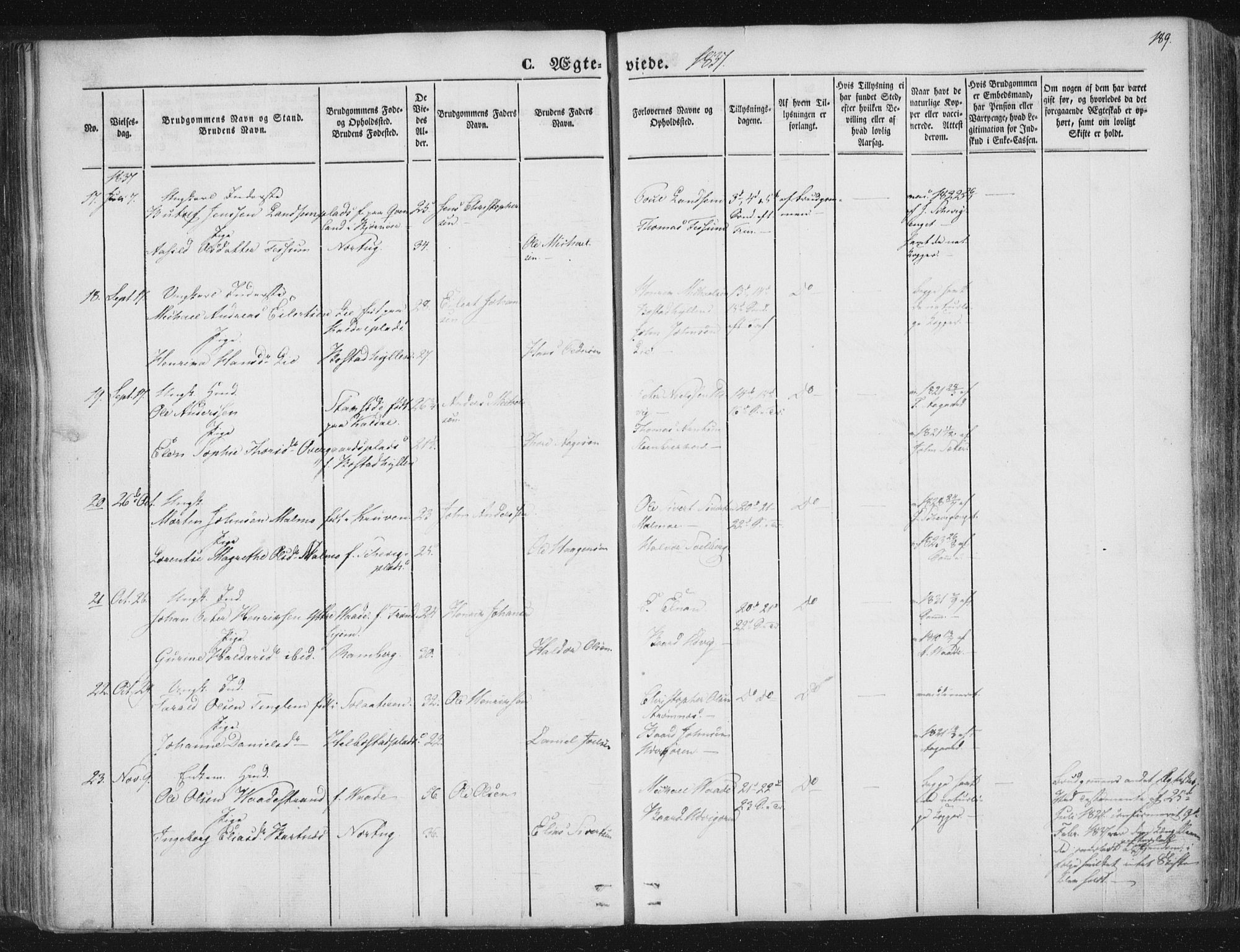 Ministerialprotokoller, klokkerbøker og fødselsregistre - Nord-Trøndelag, AV/SAT-A-1458/741/L0392: Parish register (official) no. 741A06, 1836-1848, p. 189
