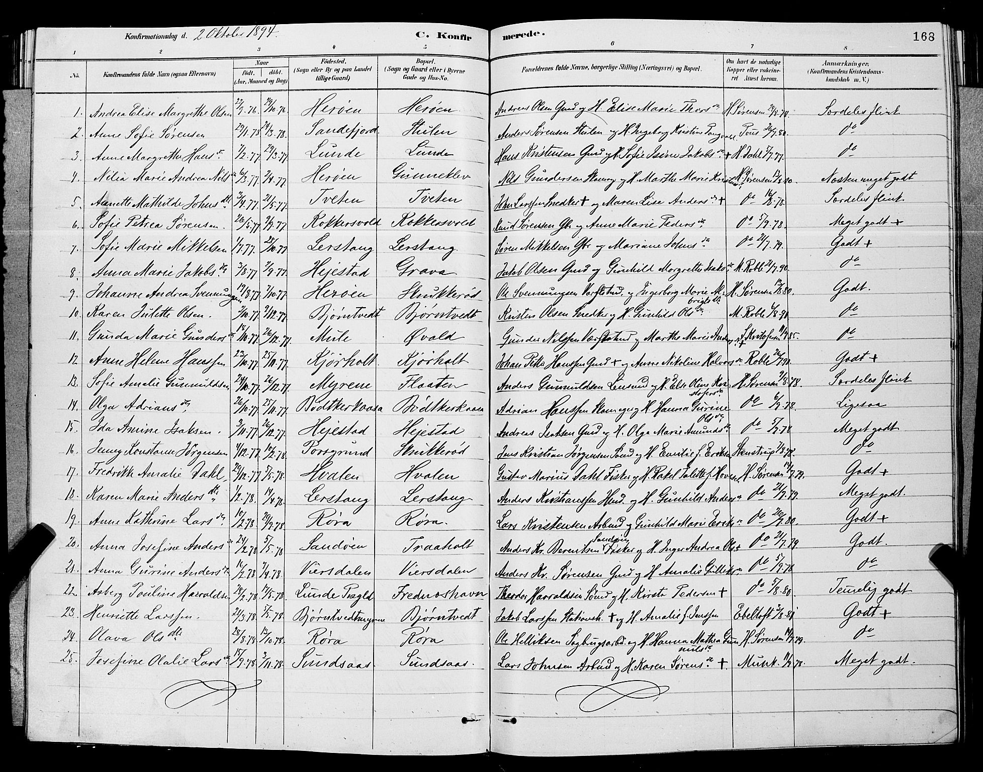 Eidanger kirkebøker, SAKO/A-261/G/Ga/L0002: Parish register (copy) no. 2, 1879-1892, p. 168