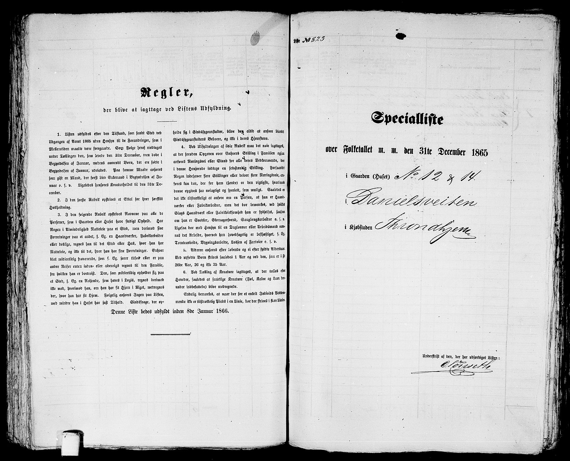 RA, 1865 census for Trondheim, 1865, p. 1718