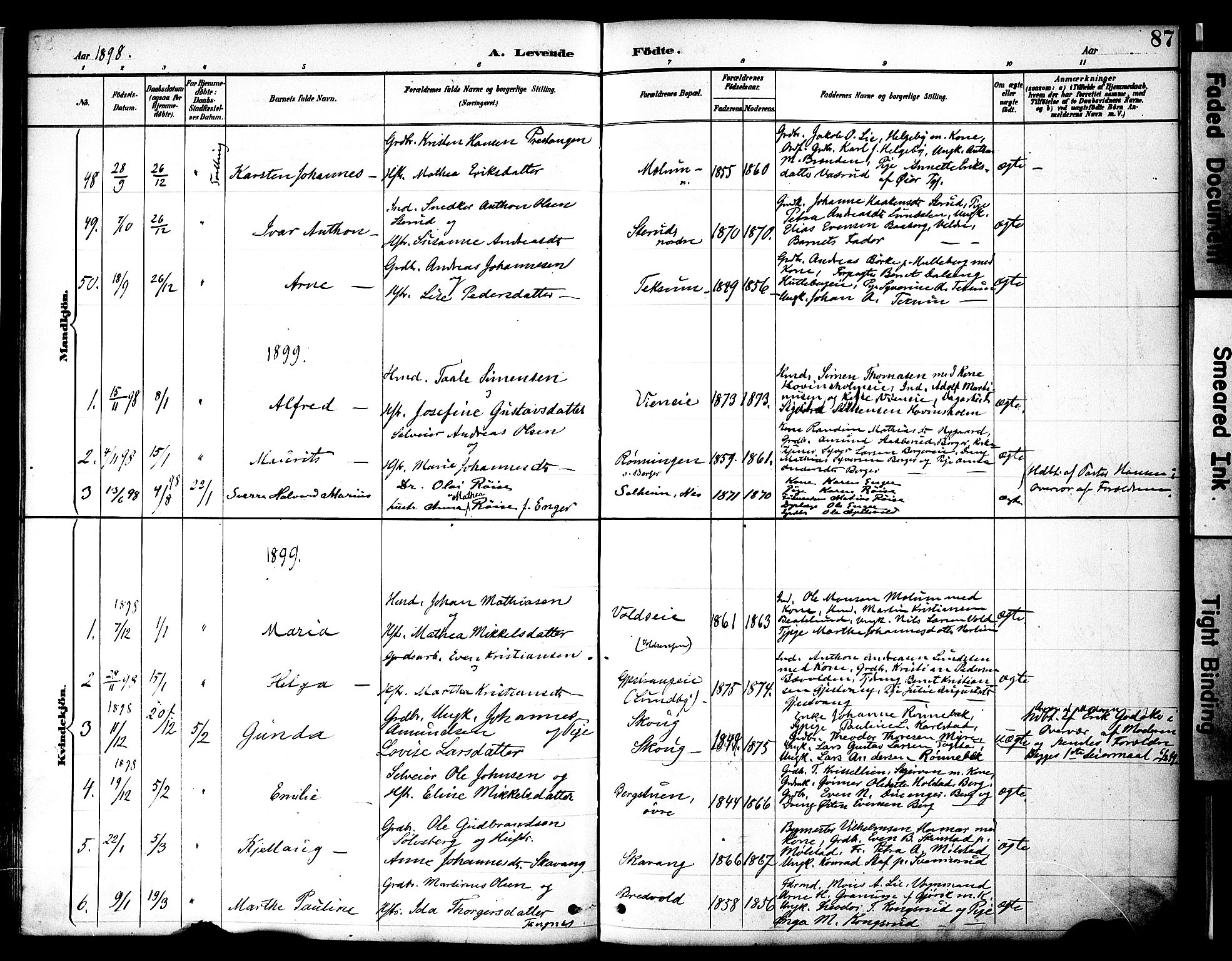 Nes prestekontor, Hedmark, AV/SAH-PREST-020/K/Ka/L0009: Parish register (official) no. 9, 1887-1905, p. 87