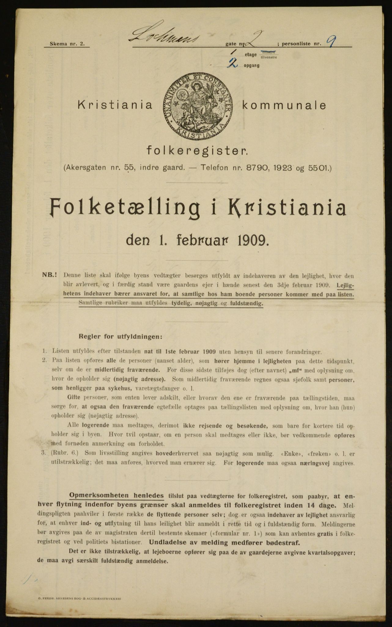 OBA, Municipal Census 1909 for Kristiania, 1909, p. 74127