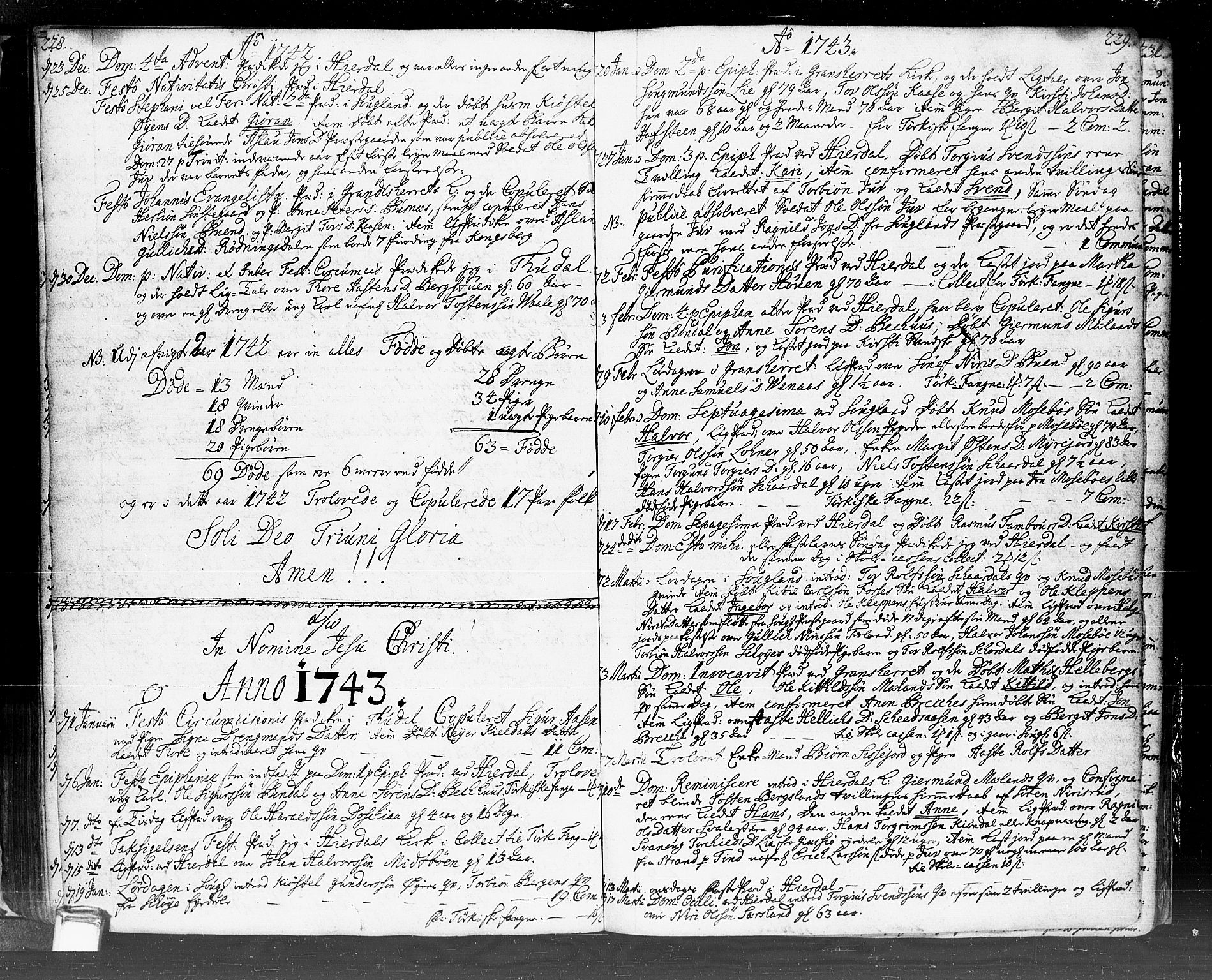 Hjartdal kirkebøker, SAKO/A-270/F/Fa/L0002: Parish register (official) no. I 2, 1716-1754, p. 228-229