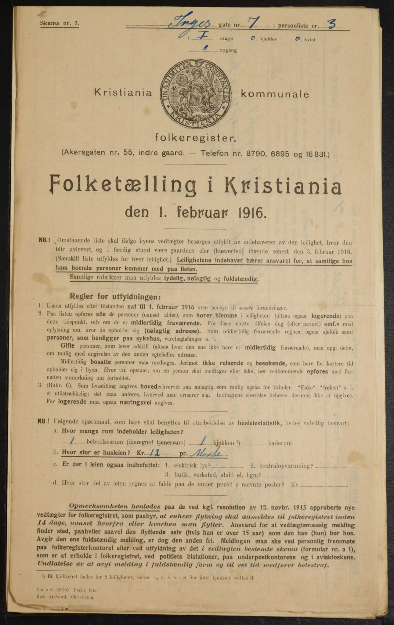 OBA, Municipal Census 1916 for Kristiania, 1916, p. 44872